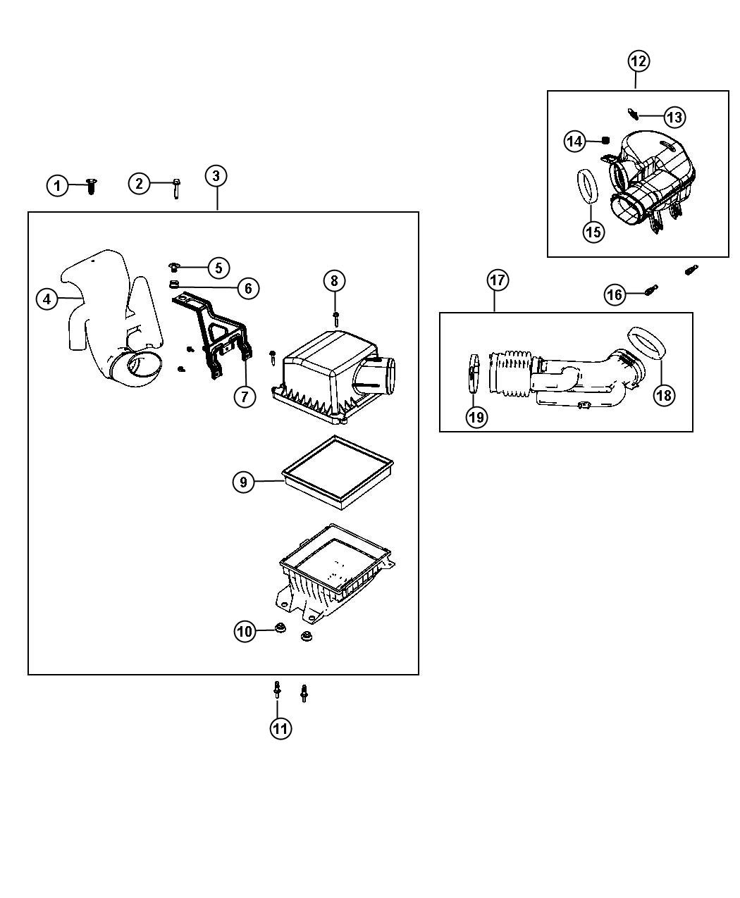 Diagram Air Cleaner, 3.6L [3.6L V6 24V VVT Engine]. for your Chrysler