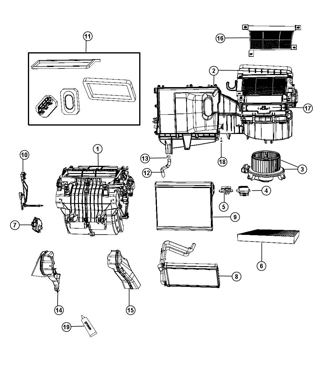 Diagram A/C and Heater Unit. for your 2012 Jeep Wrangler   