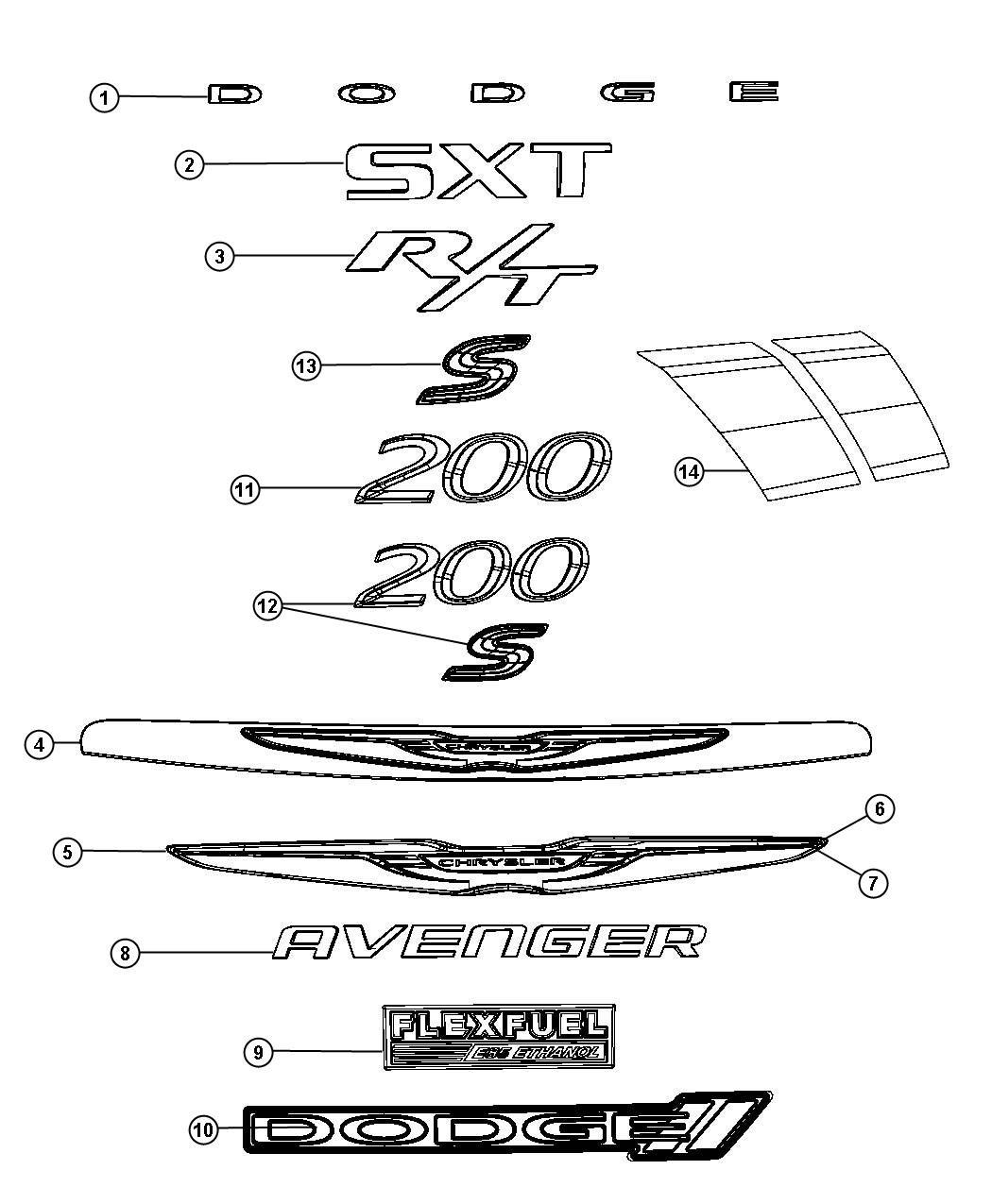 Diagram Nameplates, Emblems, Medallions and Decals. for your Chrysler