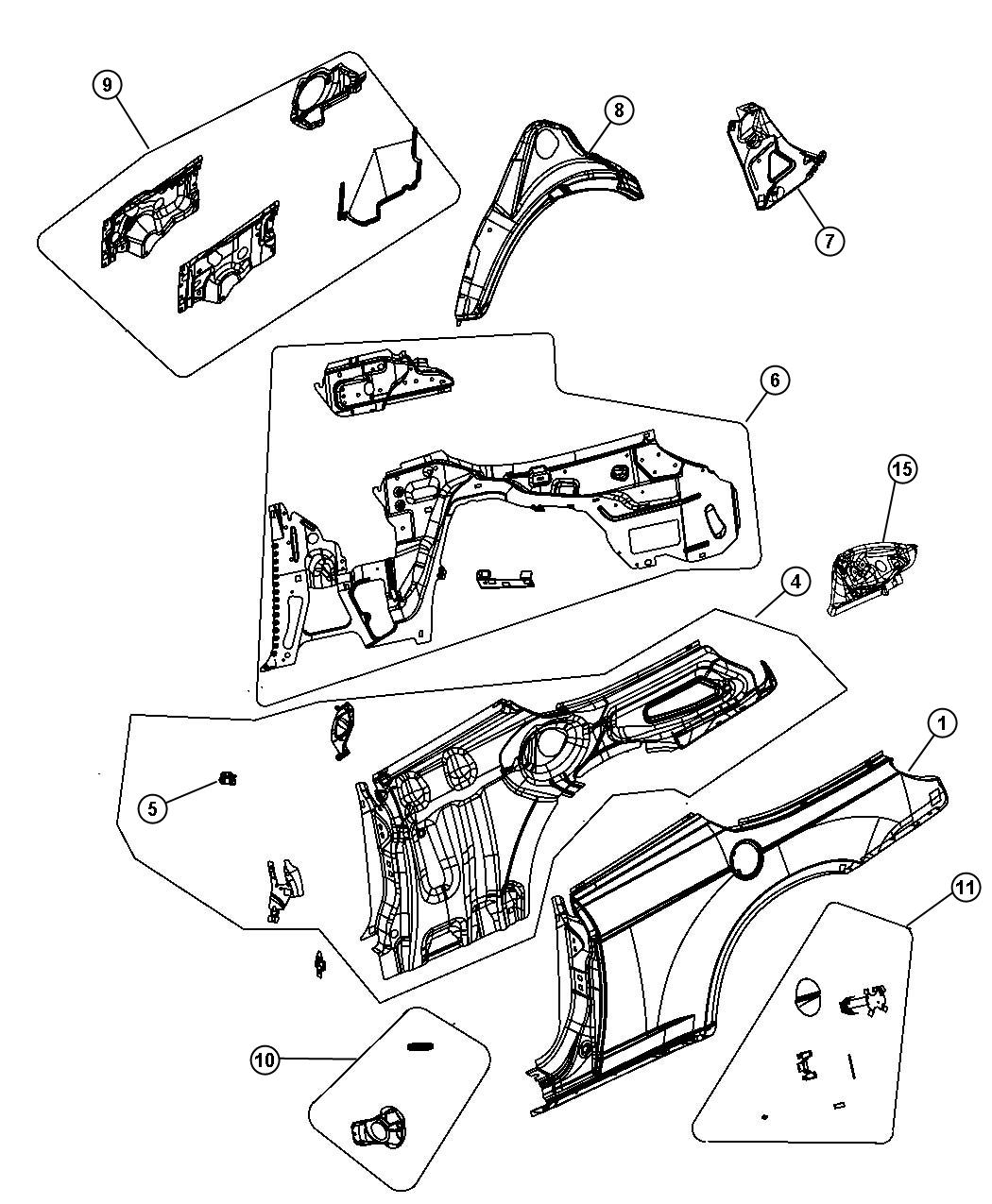 Diagram Quarter Panel - 27-Body. for your Chrysler 200  