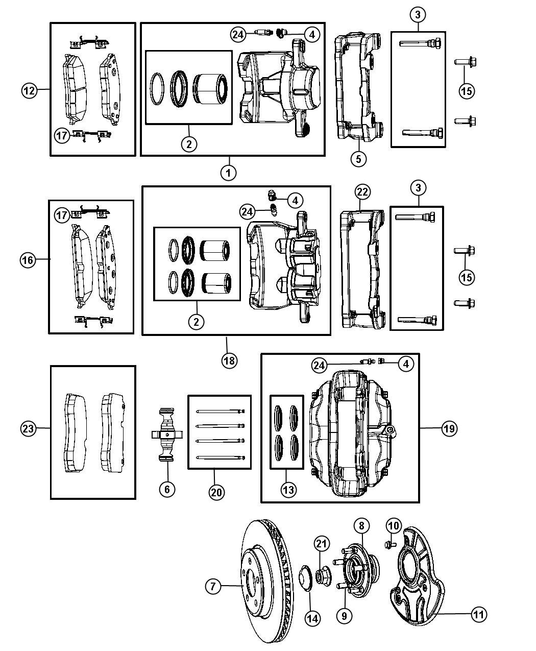 Diagram Brakes, Front [Anti-Lock 4-Wheel Disc Brakes]. for your Dodge