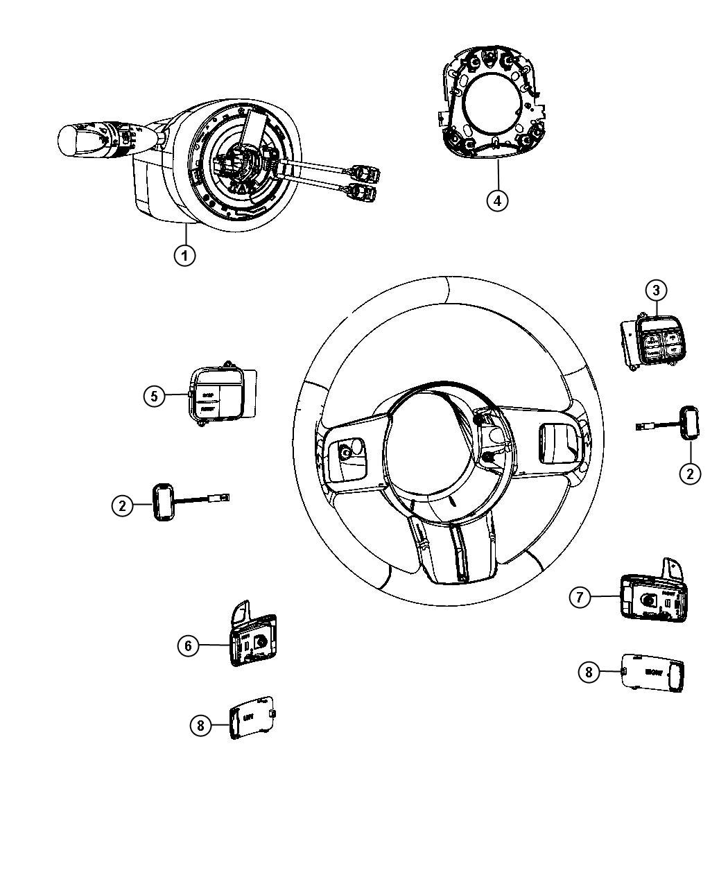 Diagram Switches Steering Column and Wheel. for your Dodge Avenger  