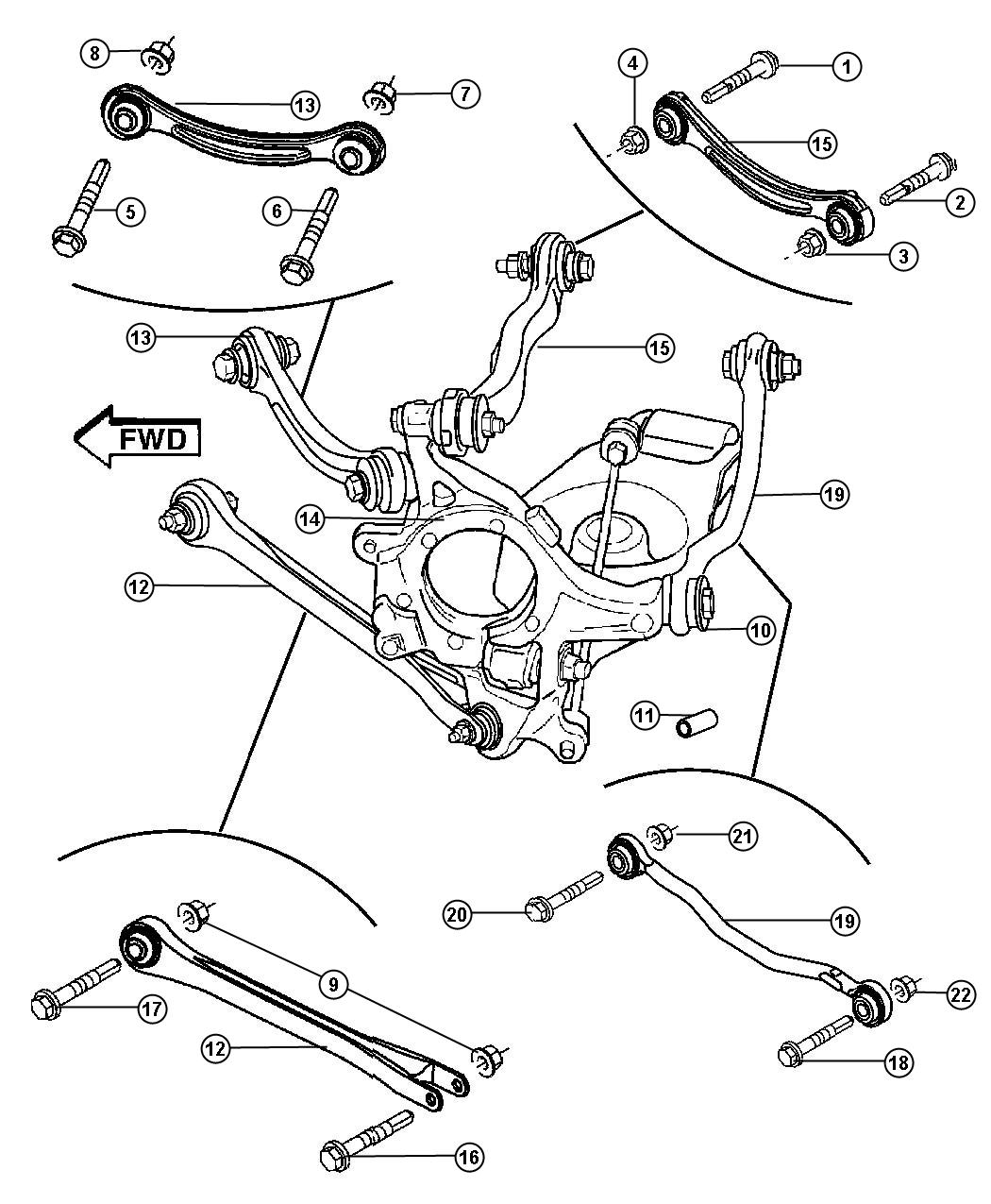 Diagram Suspension,Rear Links,Knuckles. for your 2002 Chrysler 300  M 