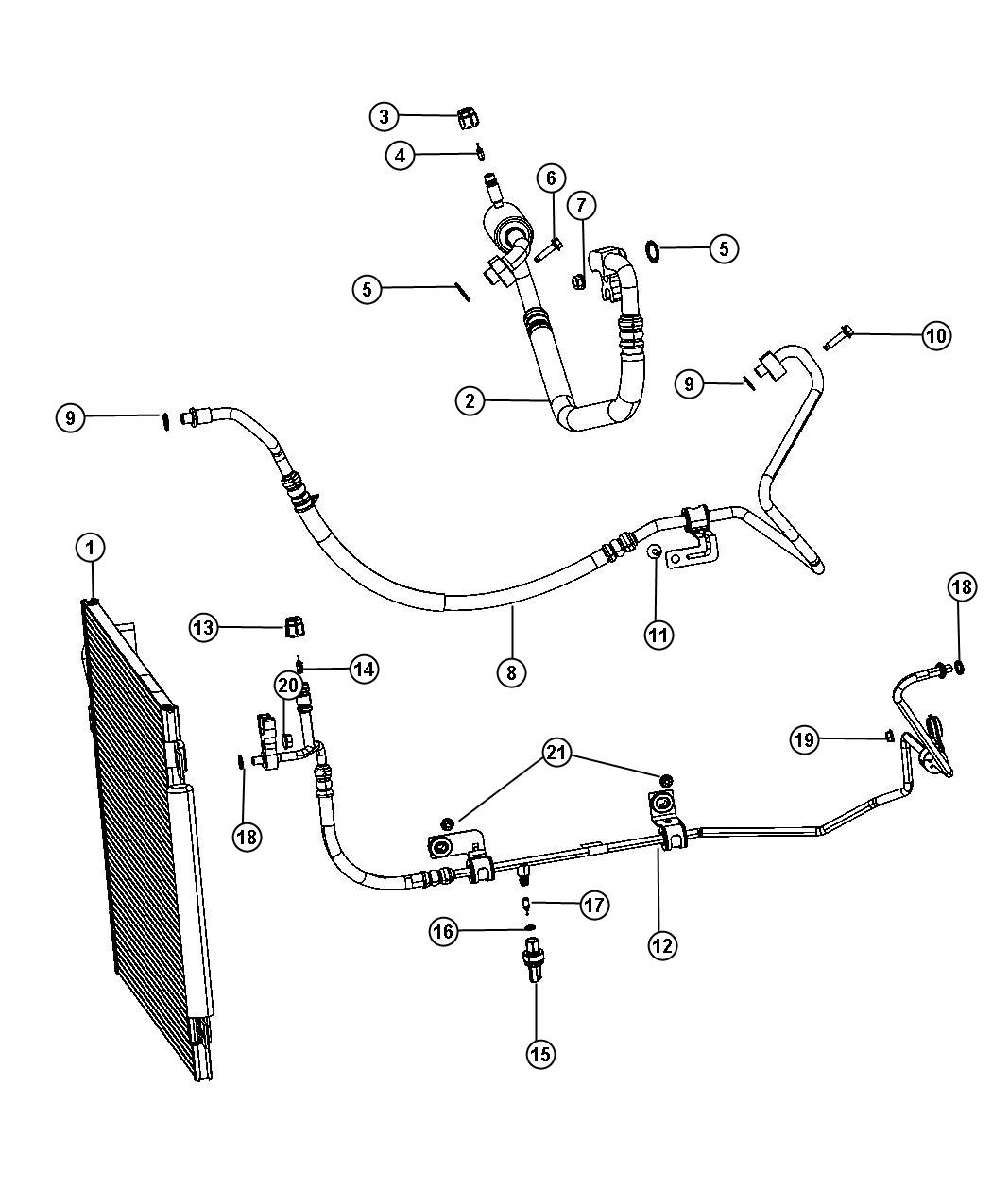 Diagram A/C Plumbing. for your 2011 Jeep Wrangler   