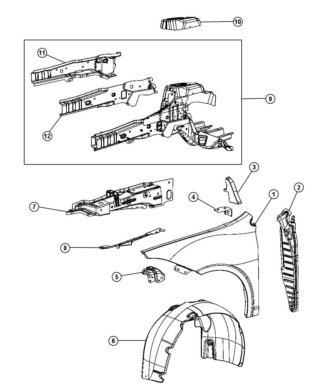 Diagram Front Fenders. for your Dodge Dart  