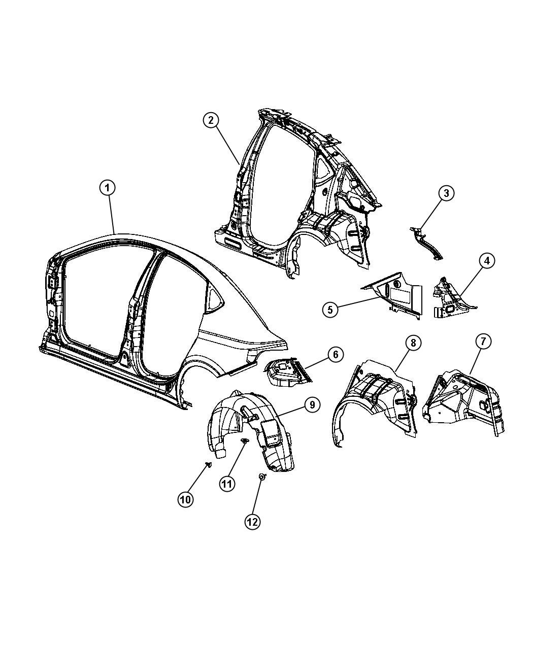 Rear Quarter Panels. Diagram