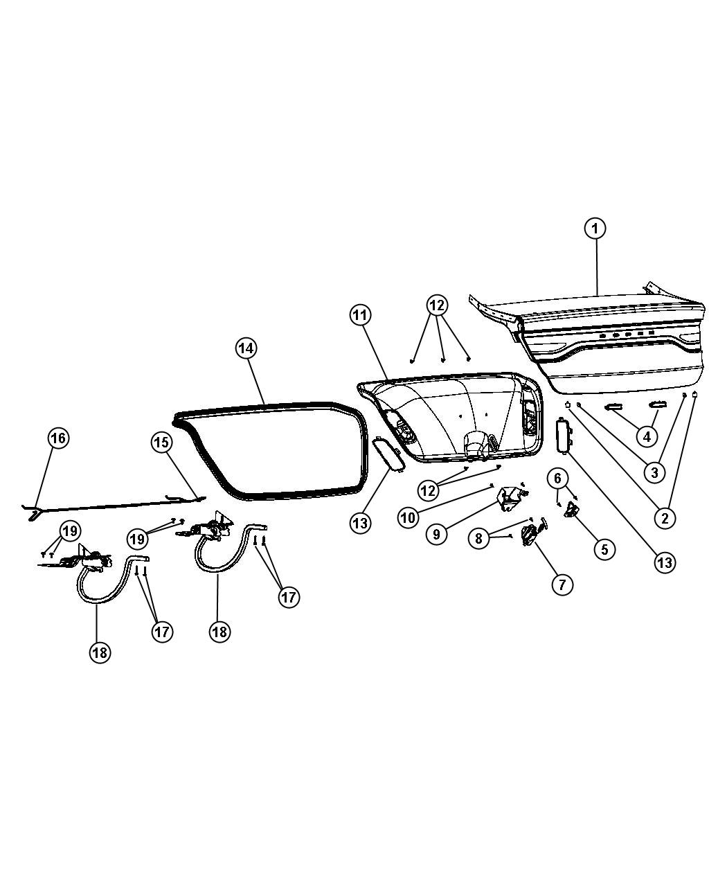 Diagram Decklid and Related Parts. for your Dodge