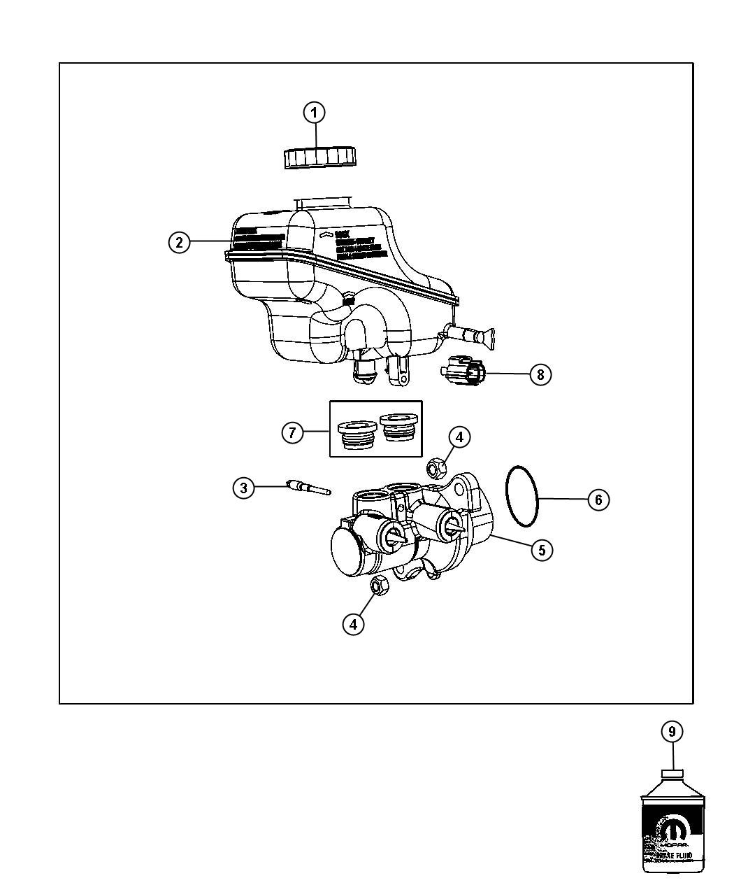 Diagram Master Cylinder, RWD/AWD. for your Dodge