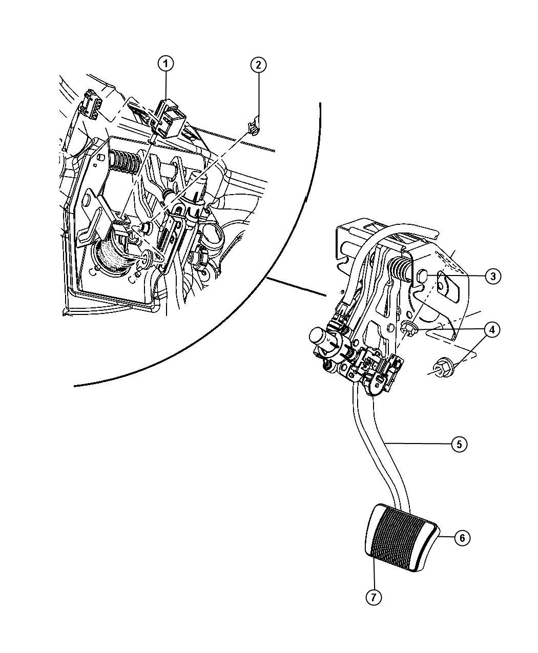 Diagram Pedal, Brake, Power Adjust and Memory. for your Dodge