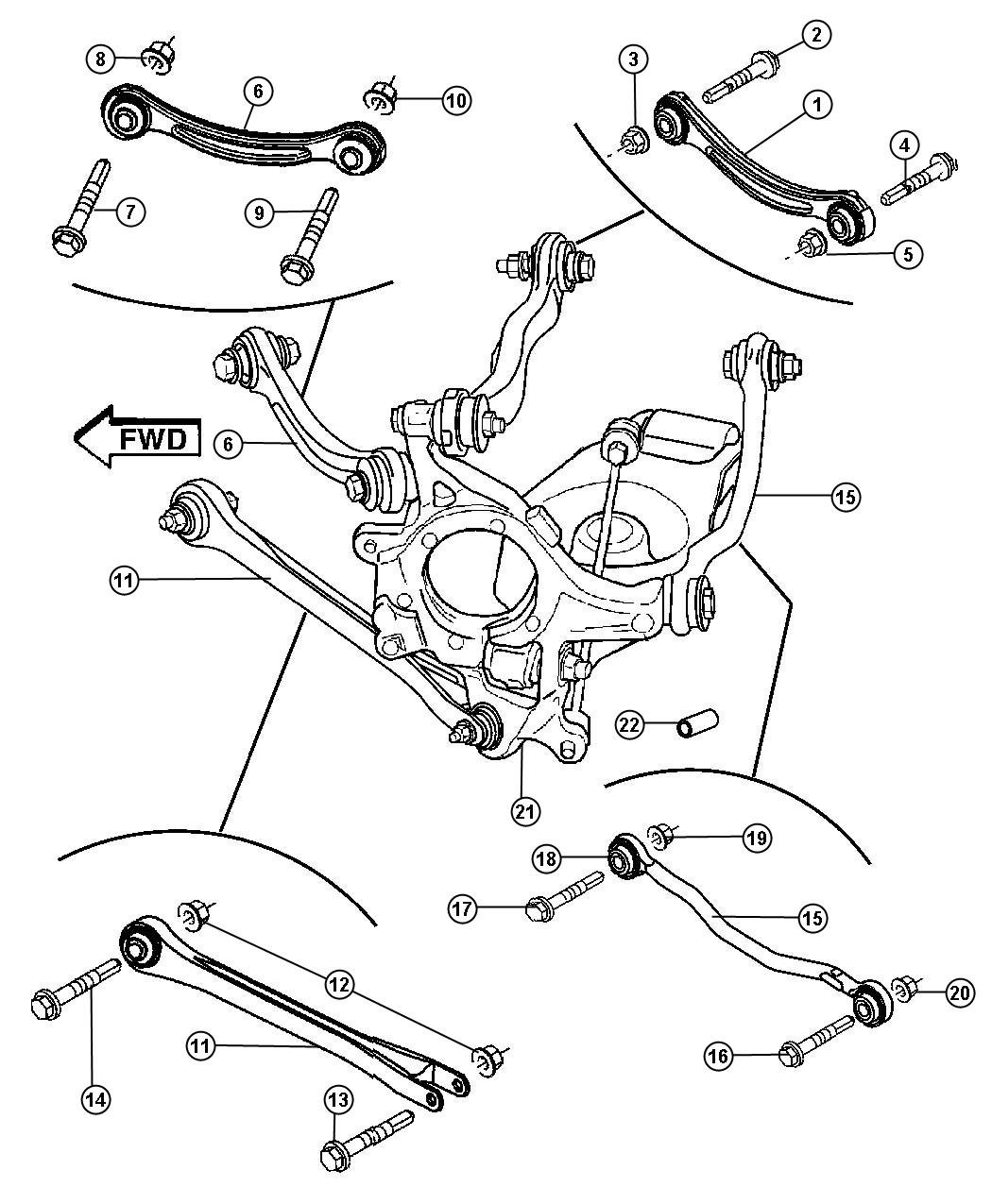 Diagram Suspension,Rear Links,Knuckles. for your 2013 Dodge Charger   