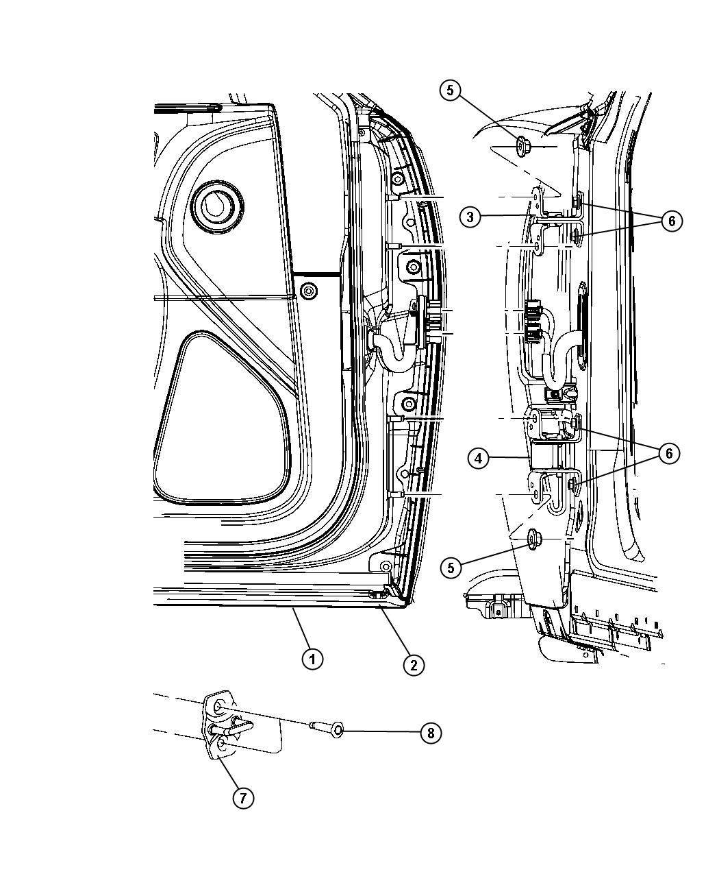 Front Door, Shell and Hinges. Diagram