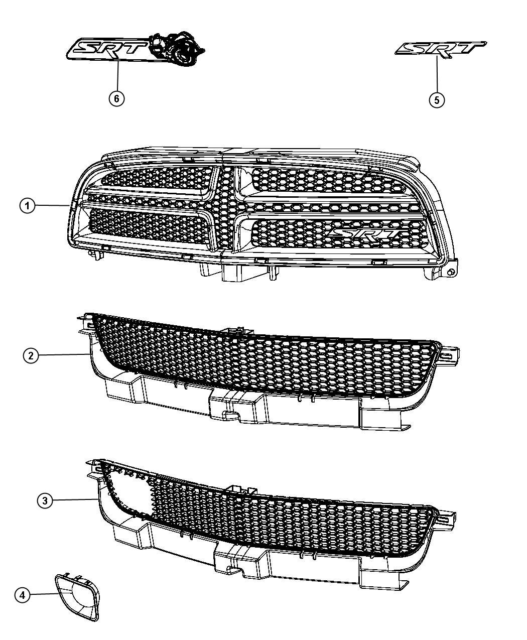 Diagram Grilles and Related Items, SRT. for your 2008 Chrysler Crossfire  Limited Coupe 