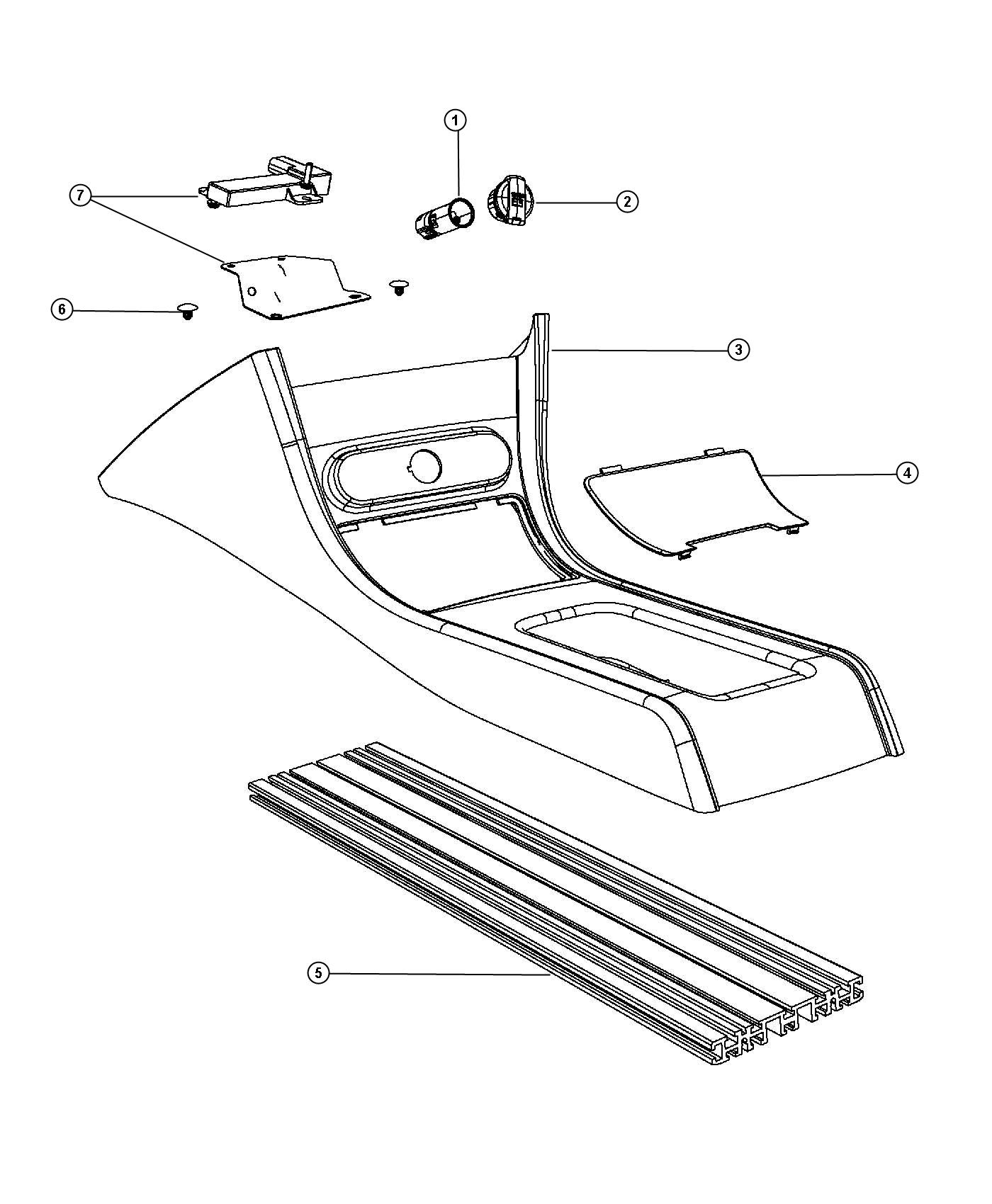 Diagram Floor Console Front - Sales Code [Mini Floor Console]. for your 2018 Dodge Grand Caravan   