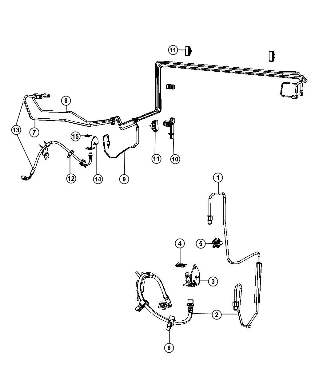 Diagram Front Brake Lines and Hoses. for your 2013 Chrysler 300   