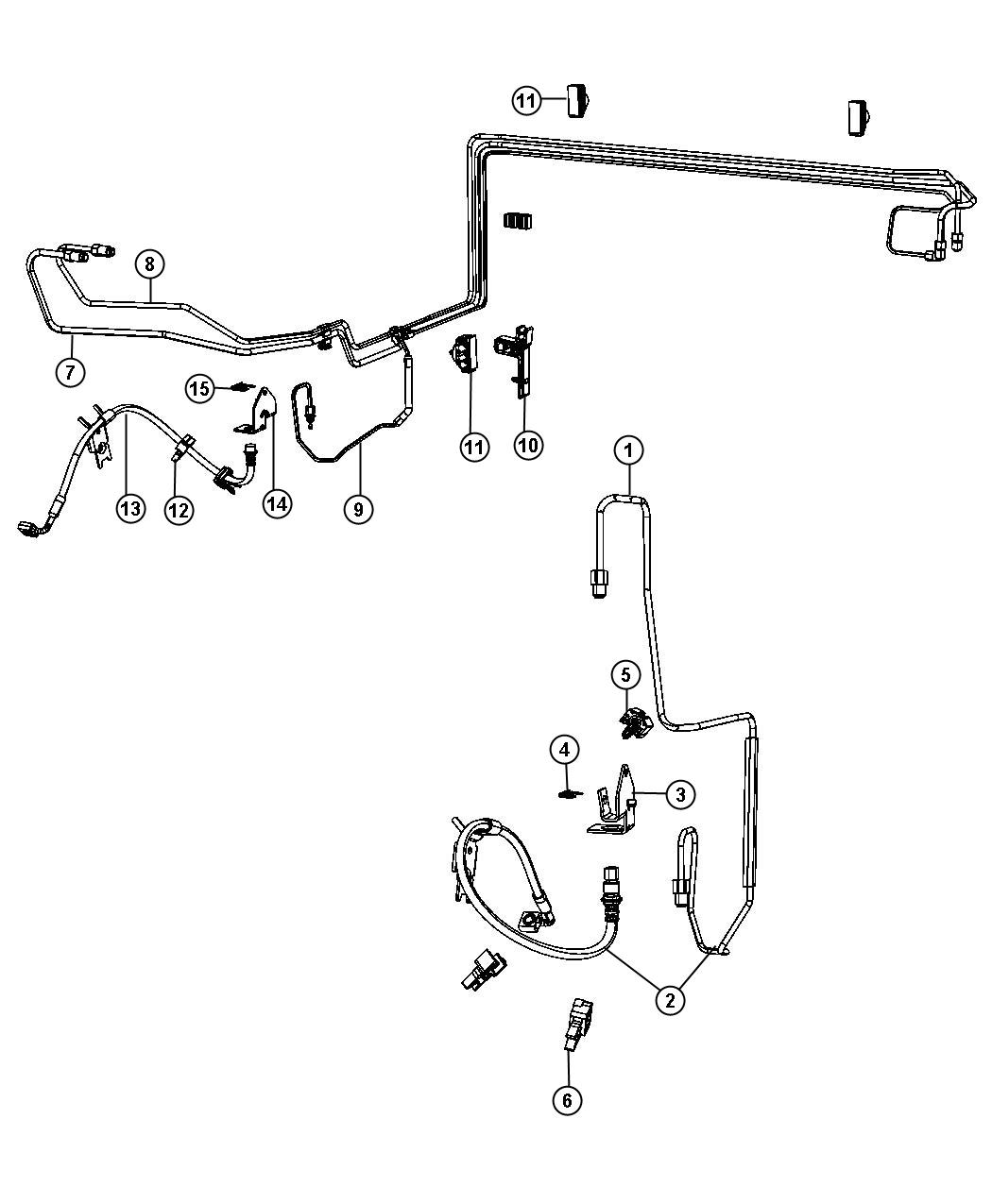Diagram Front Brake Lines and Hoses, [Anti-Lock 4-Wheel Disc Perf Brakes], [BR5], [Anti-Lock 4-Wheel Disc HD Brakes]. for your Chrysler