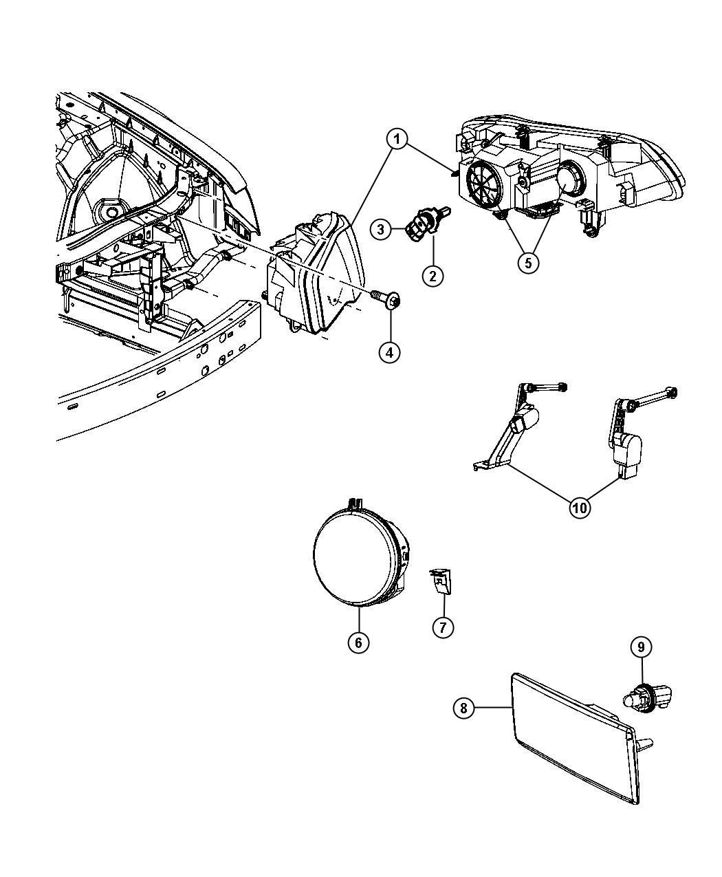 Diagram Lamps Front. for your 2004 Chrysler 300  M 