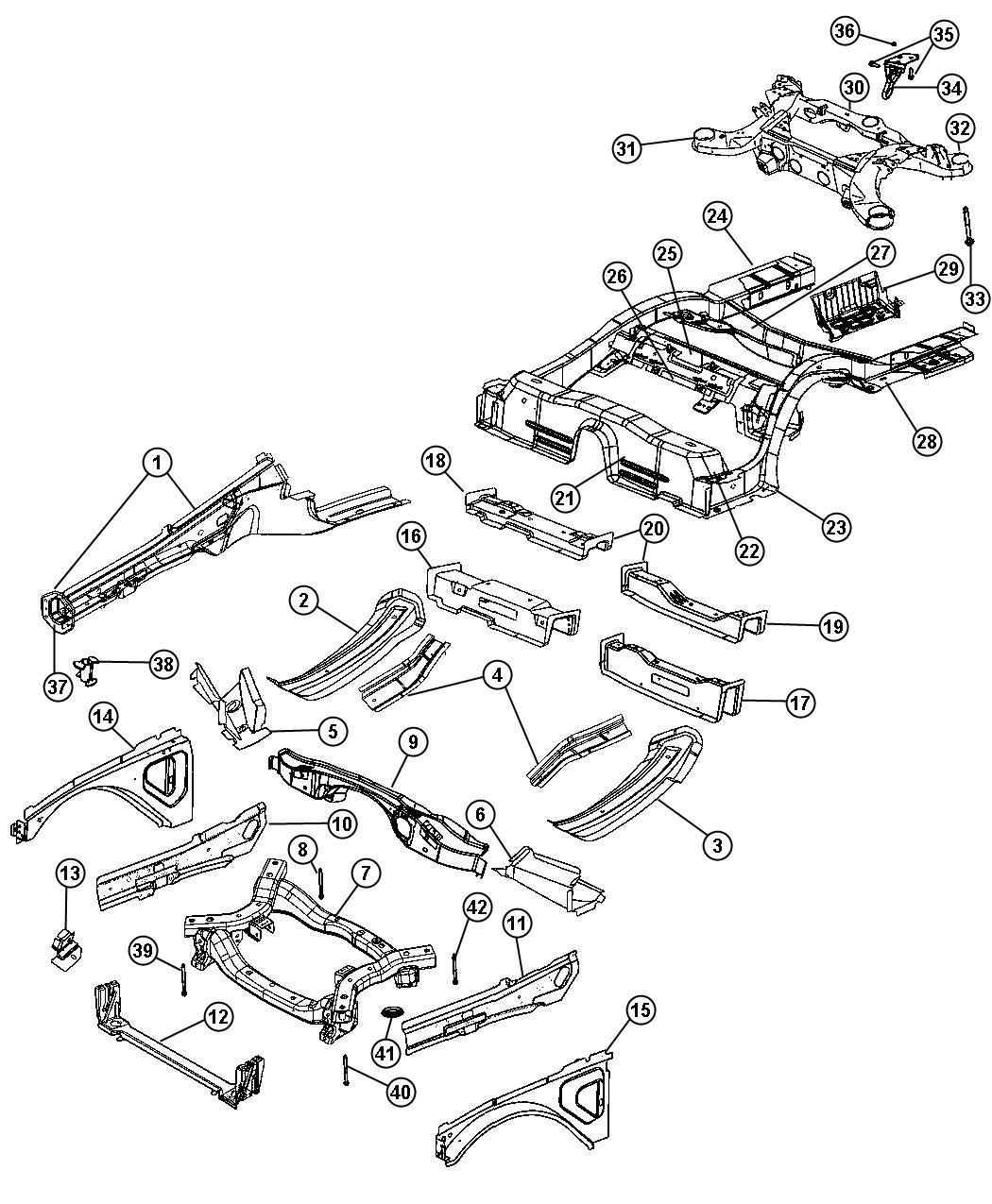 Diagram Frame, Complete. for your 2003 Chrysler 300 M  