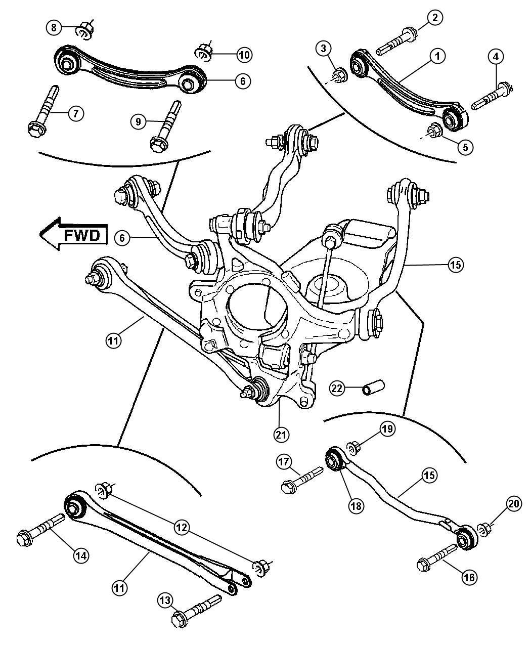 Diagram Suspension,Rear Links,Knuckles. for your 2001 Chrysler 300 M  