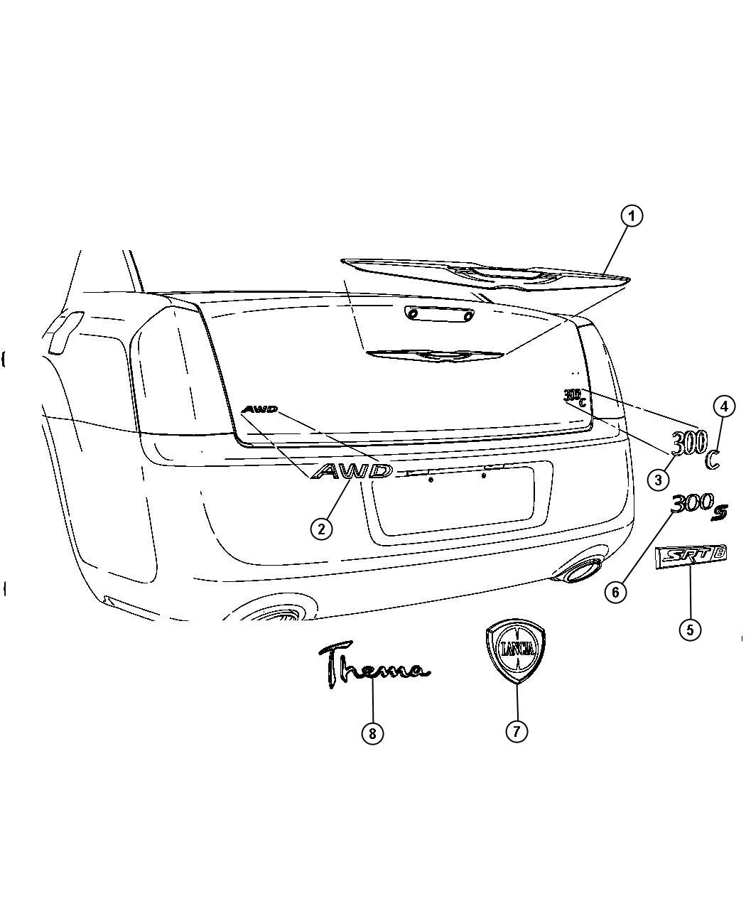 Diagram Nameplates, Emblems and Medallions. for your 2009 Jeep Commander   