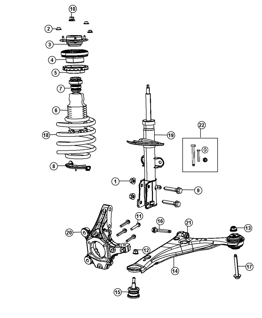 Diagram Suspension, Front. for your 2013 Dodge Grand Caravan   