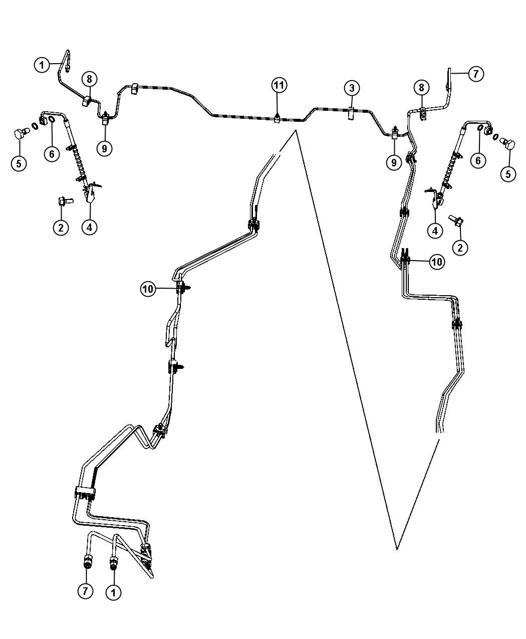 Diagram Brake Tubes,Rear. for your 2000 Chrysler 300  M 