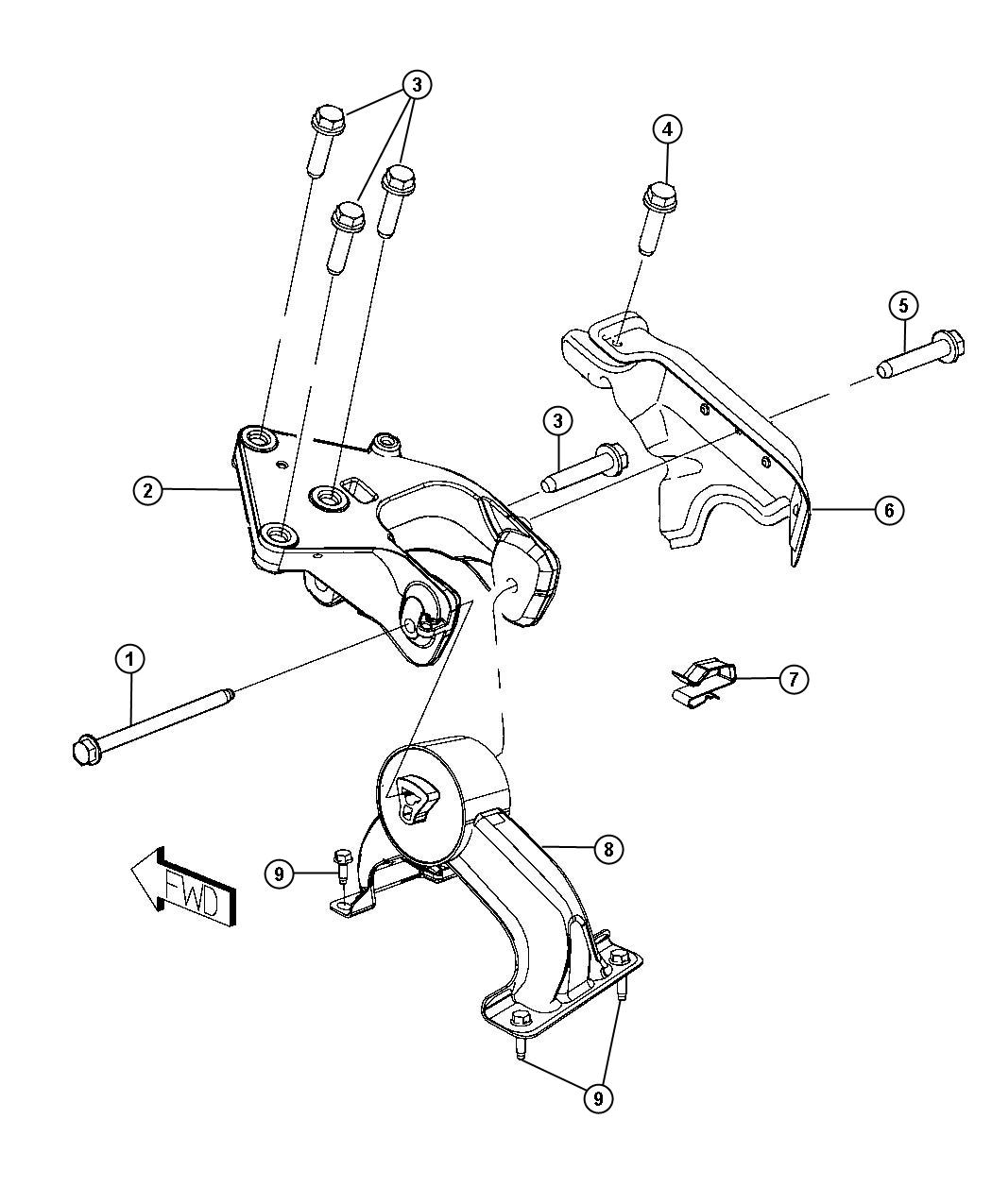 Diagram Engine Mounting Rear FWD 3.6L [3.6L V6 24V VVT Engine]. for your 2002 Dodge Grand Caravan   