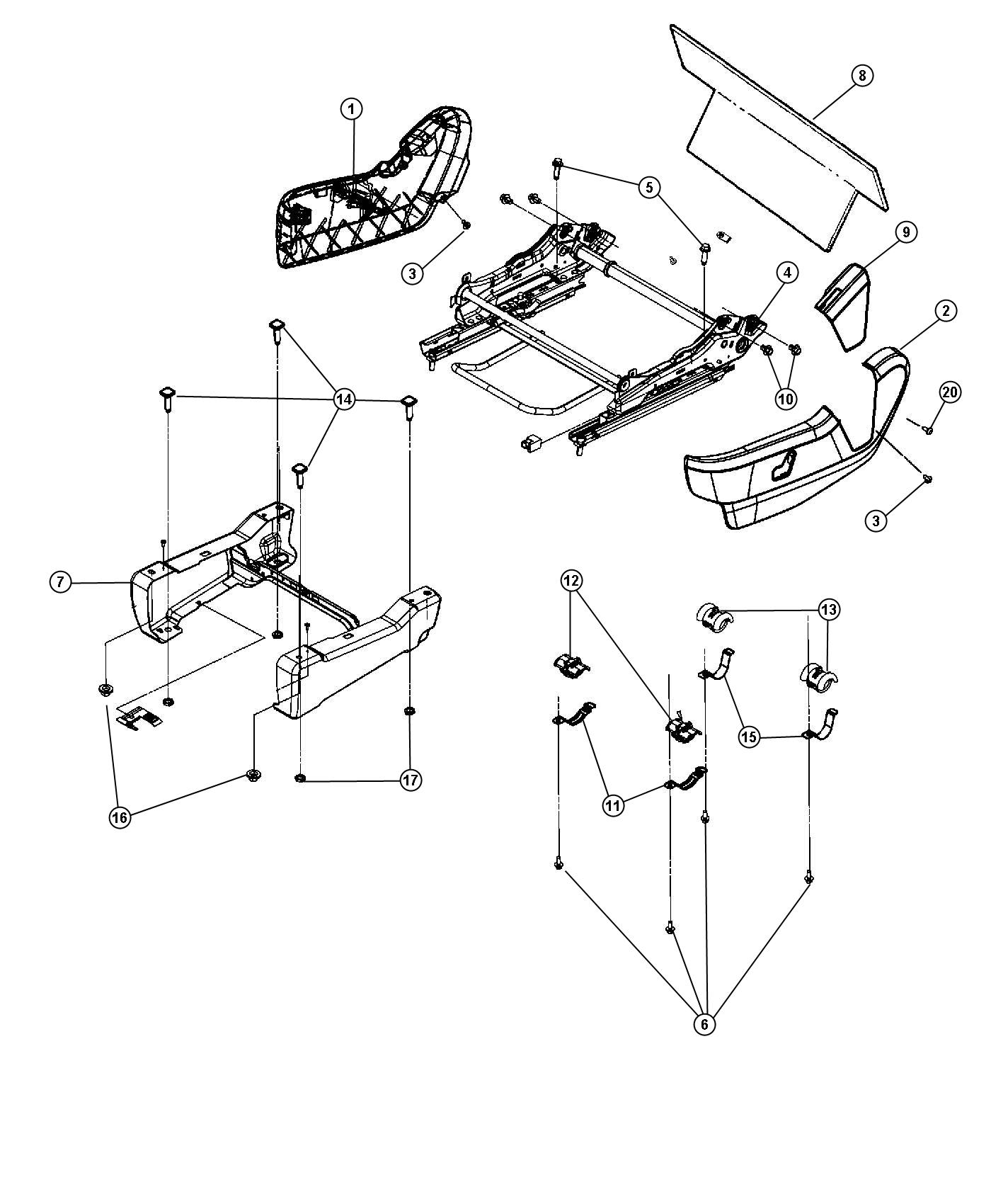 Diagram Adjusters, Recliners and Shields - Driver Side - Manual. for your 2011 Dodge Grand Caravan   