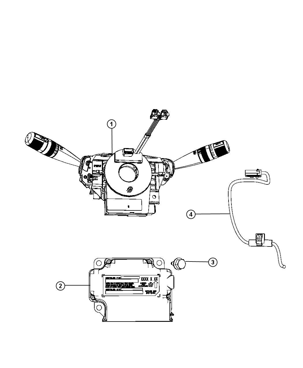 Diagram Air Bag Modules, Impact Sensors and Clock Spring. for your Fiat 500X  