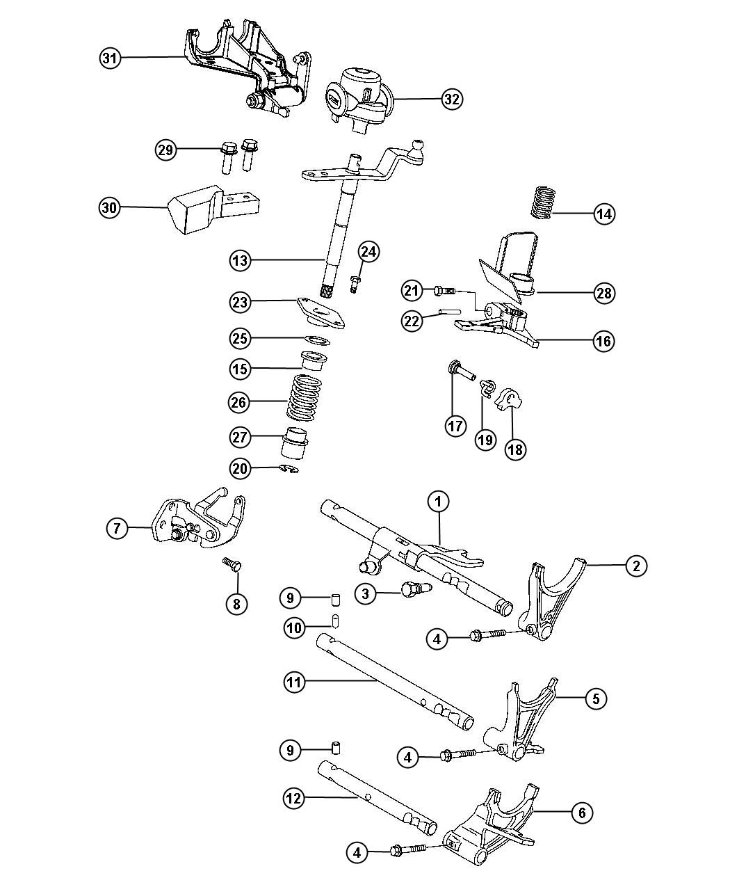 Diagram Shift Forks And Rails. for your Fiat 500X  