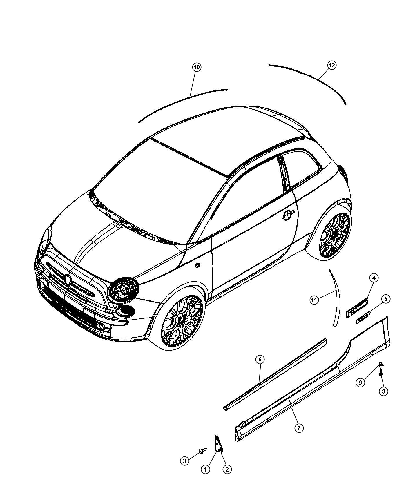 Diagram Exterior Ornamentation. for your Fiat 500E  