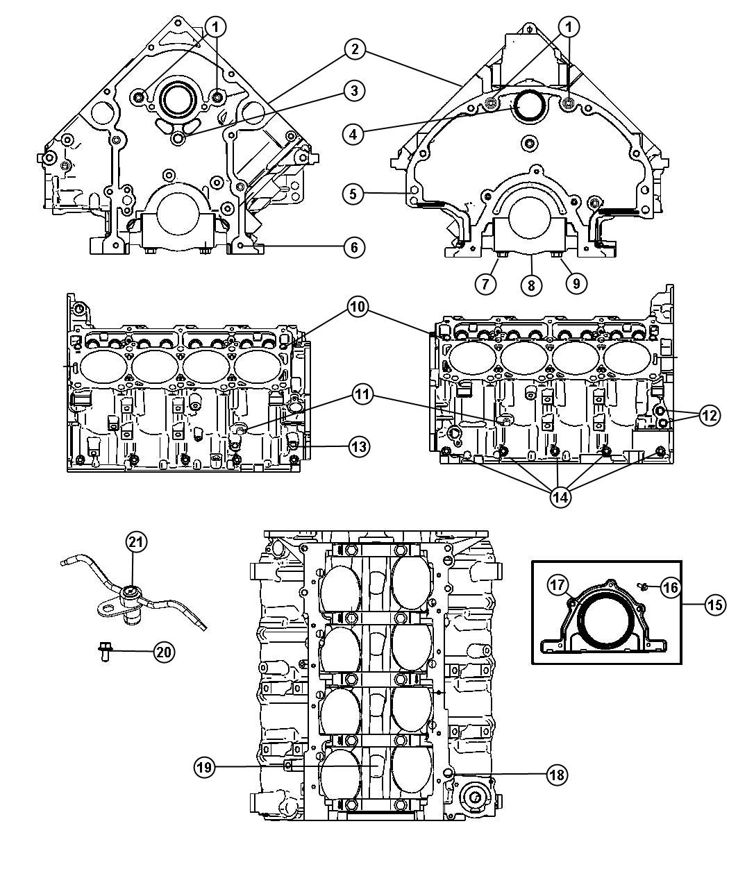 Diagram Engine Cylinder Block And Hardware 6.4L [6.4L SRT HEMI V8 Engine] Without MDS. for your 2009 Dodge Charger   