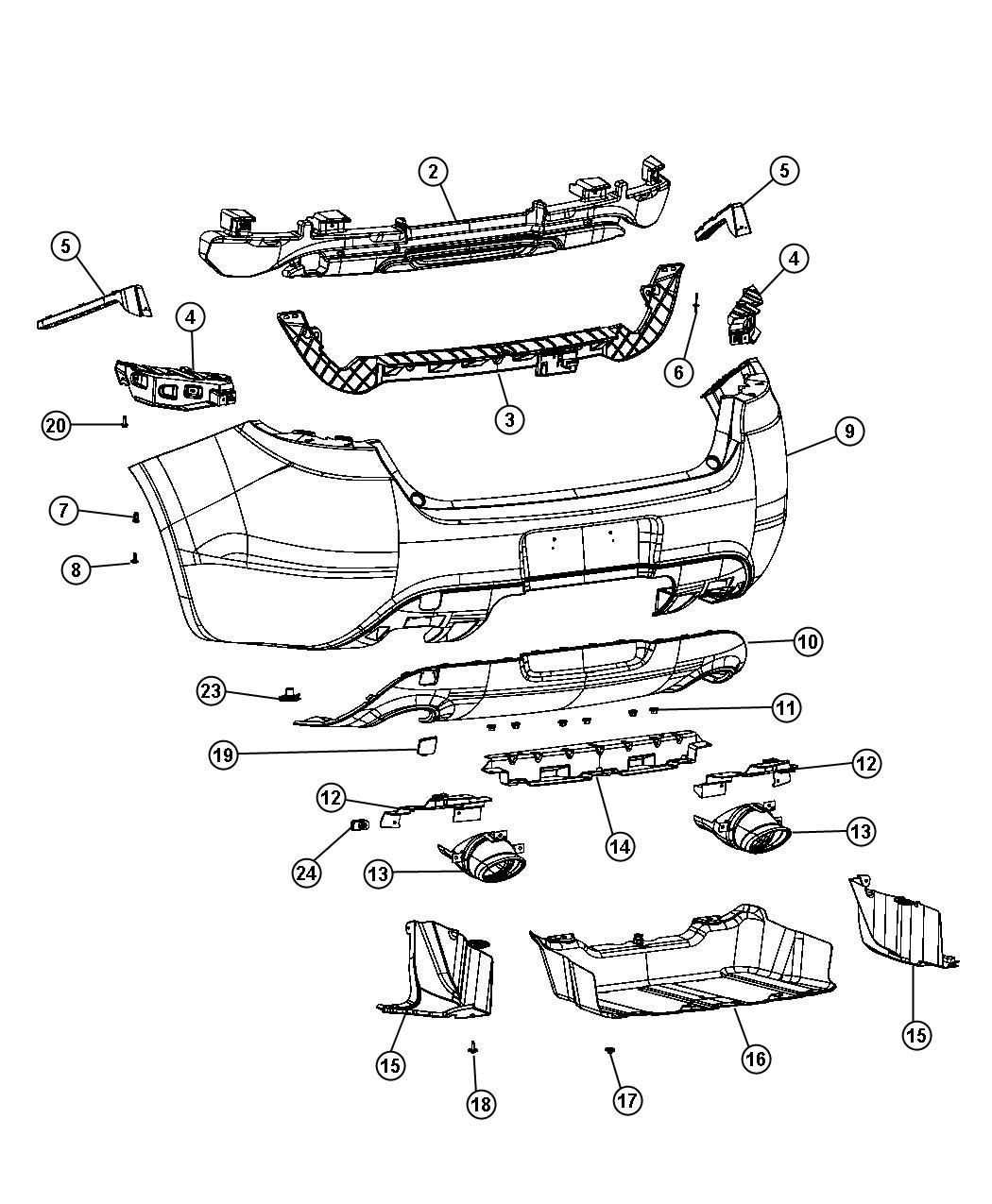 Diagram Fascia, Rear. for your Dodge