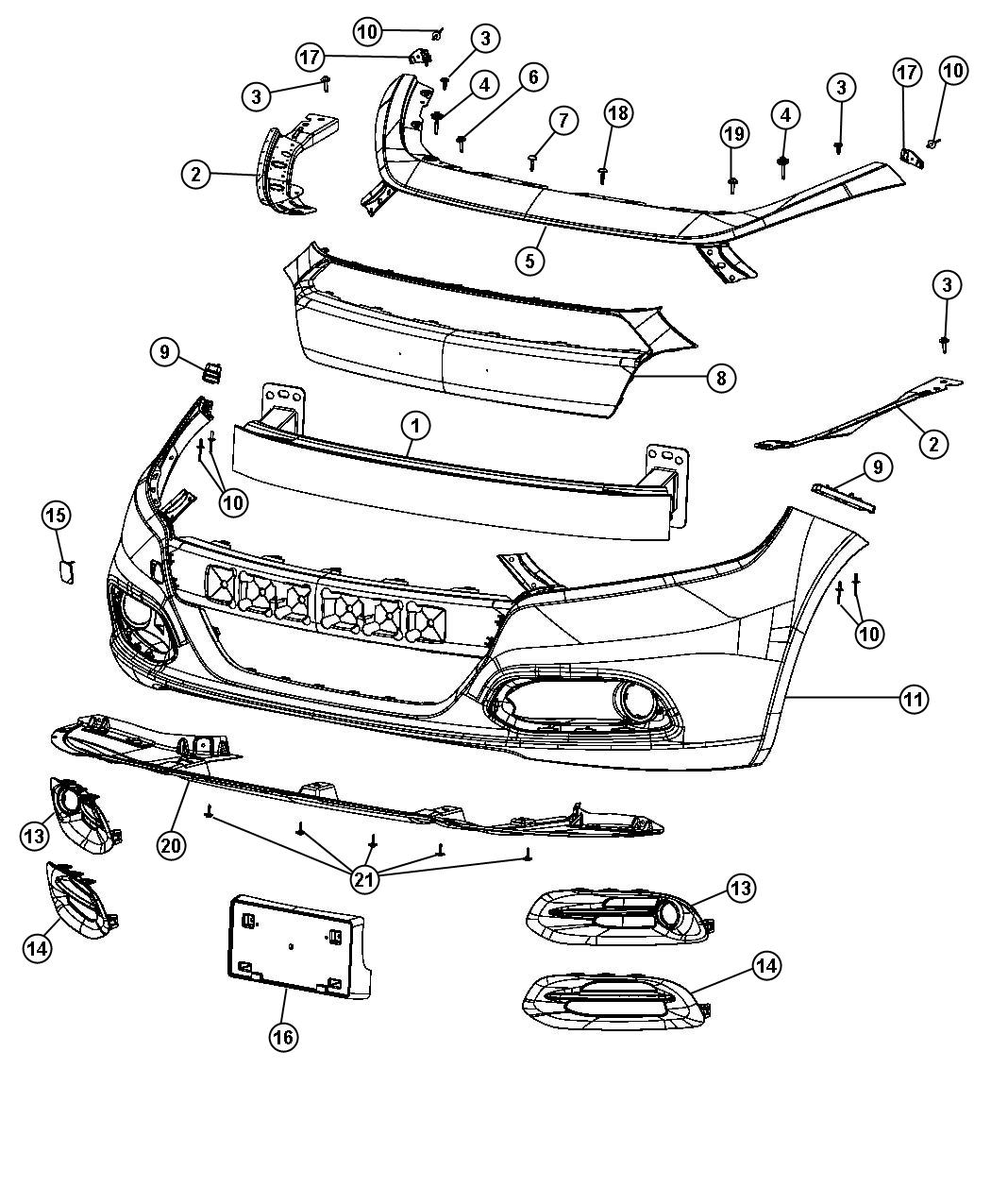Diagram Fascia, Front. for your Dodge Dart  