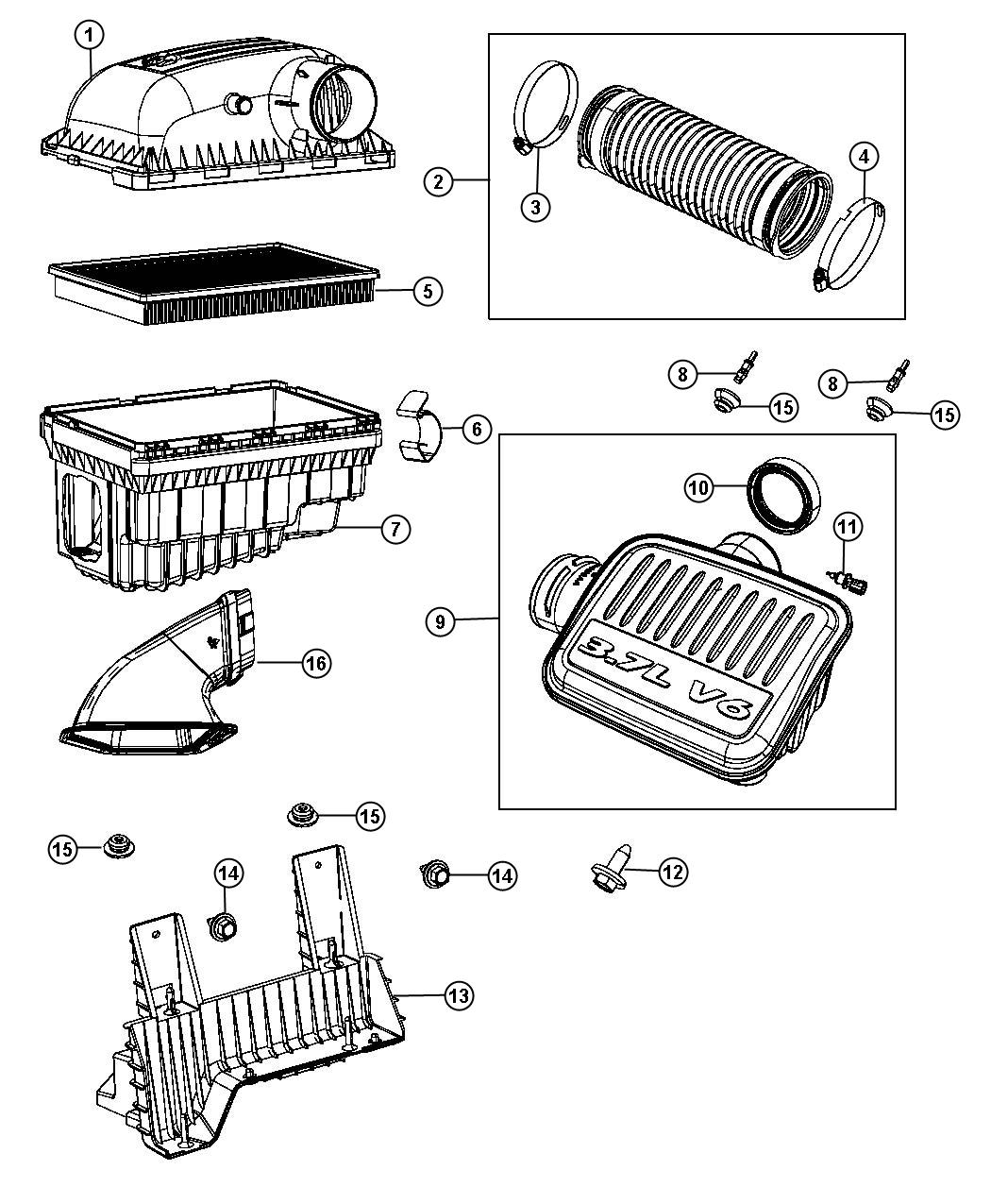 Diagram Air Cleaner. for your 2005 Dodge Ram 1500   