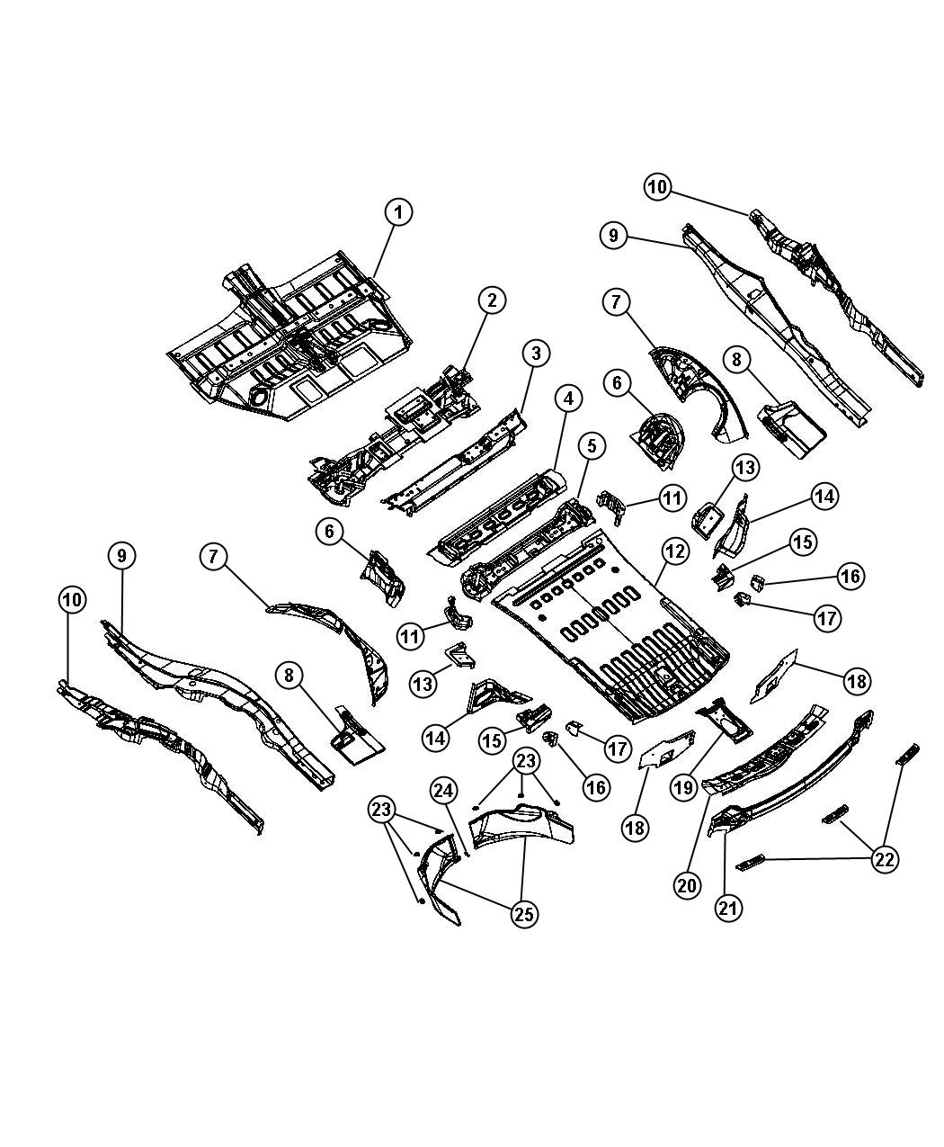 Diagram Center and Rear Floor Pan. for your Dodge