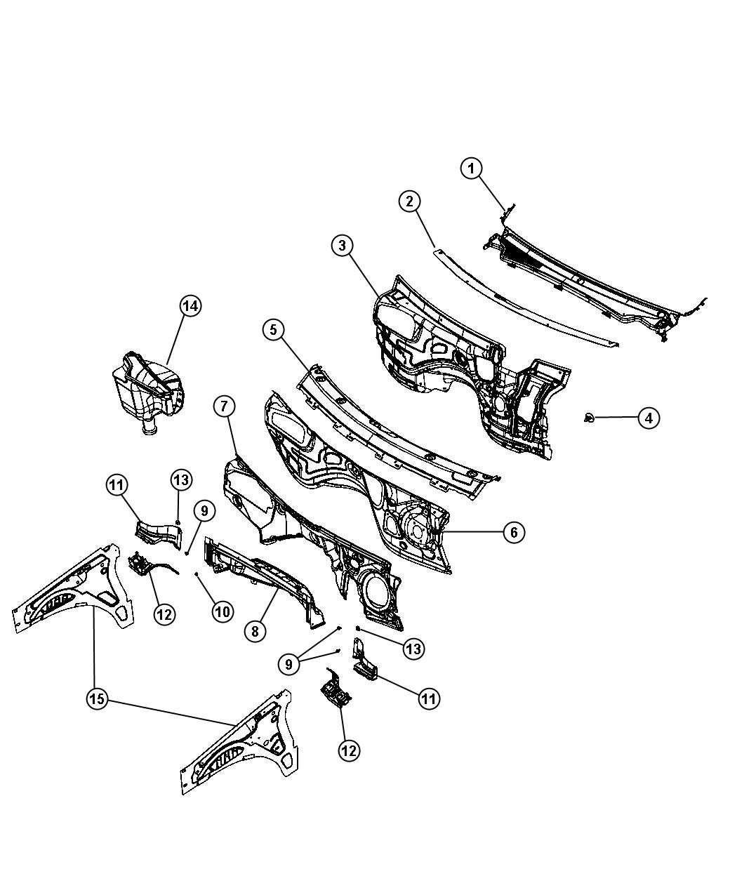 Cowl , Dash Panel and Related Parts. Diagram