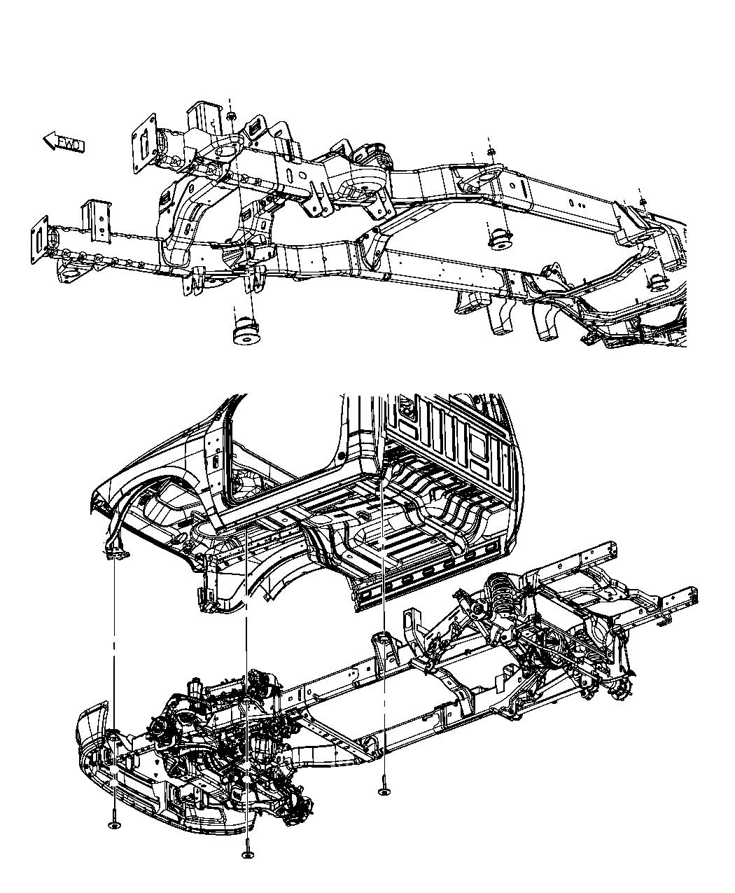 Diagram Body Hold Down, Standard Cab. for your Ram 1500  