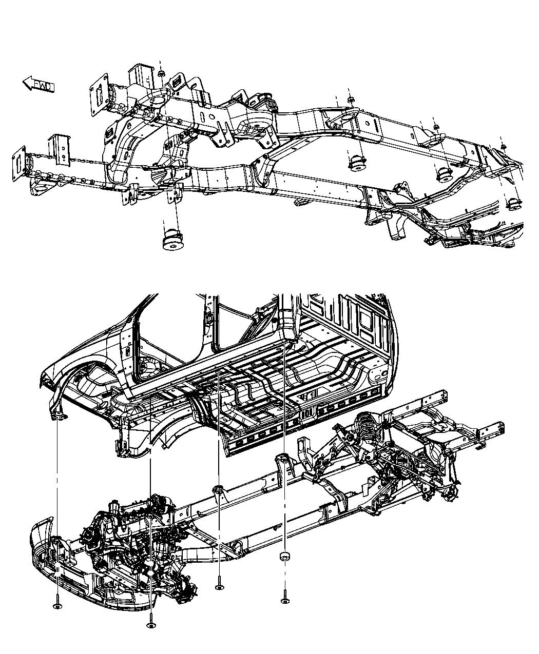 Diagram Body Hold Down, Quad And Crew Cab. for your 2006 Ram 1500   