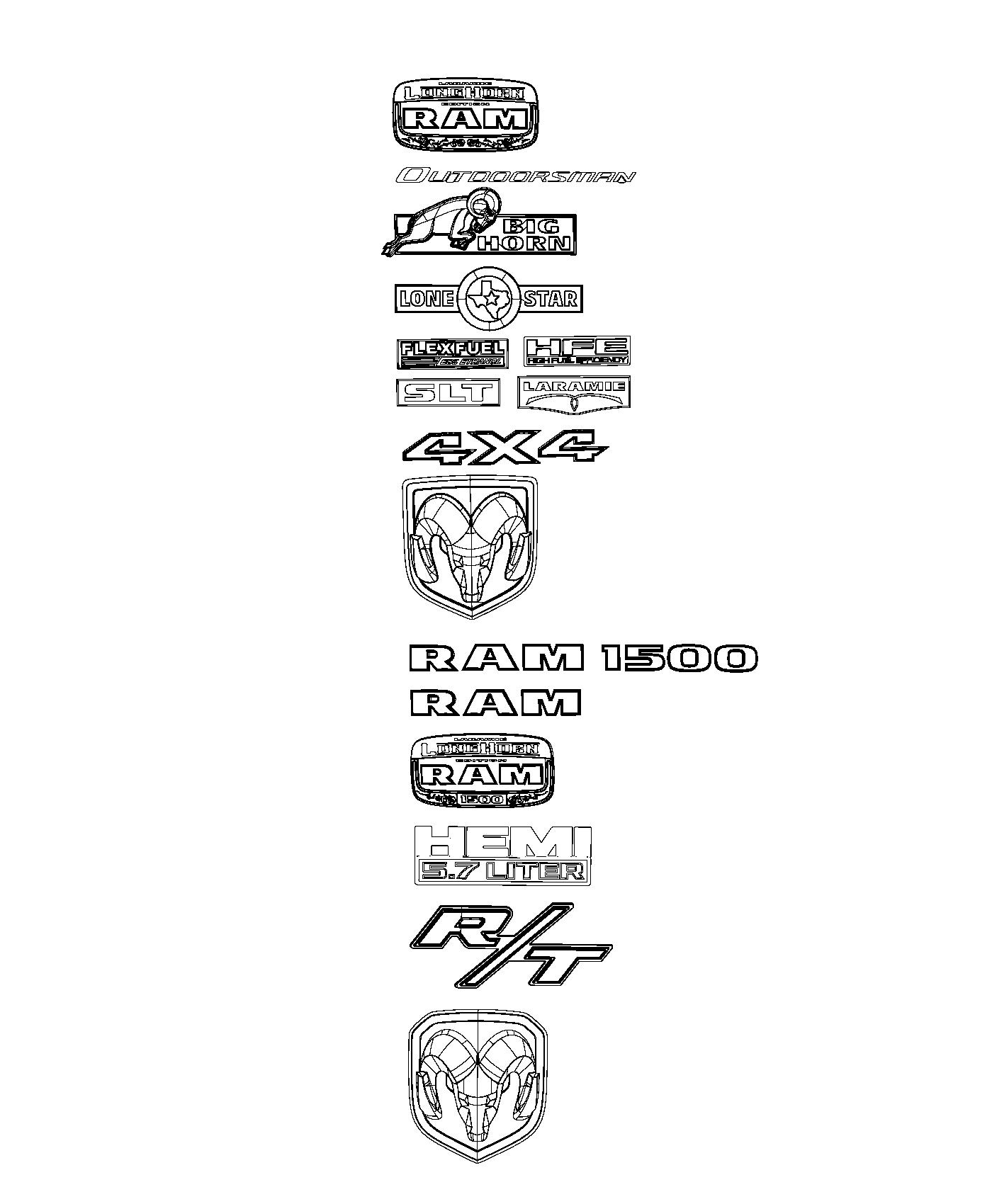 Diagram Nameplates, Emblems and Medallions. for your Ram 1500  