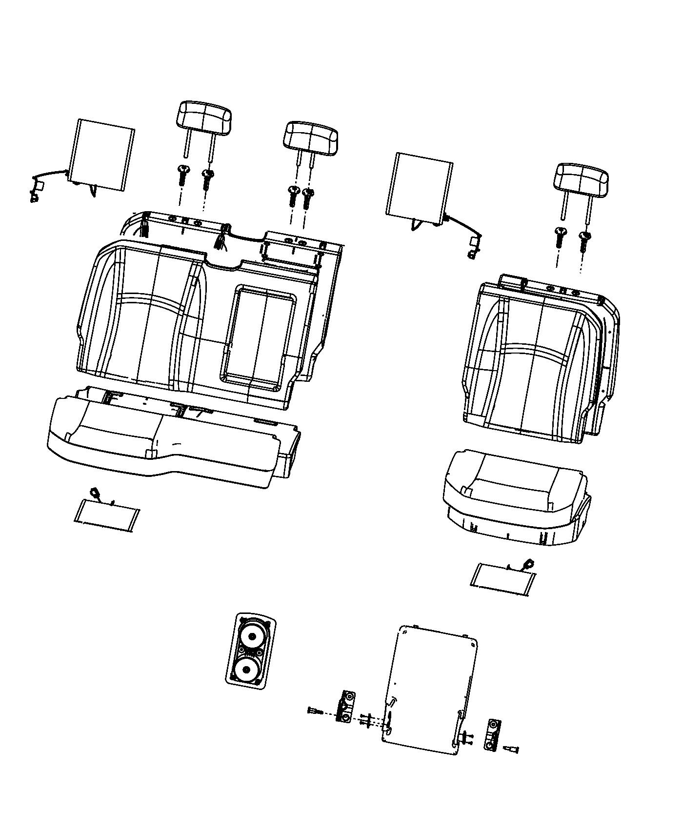 Crew Cab Rear Seat - 60/40 Split Seat. Diagram