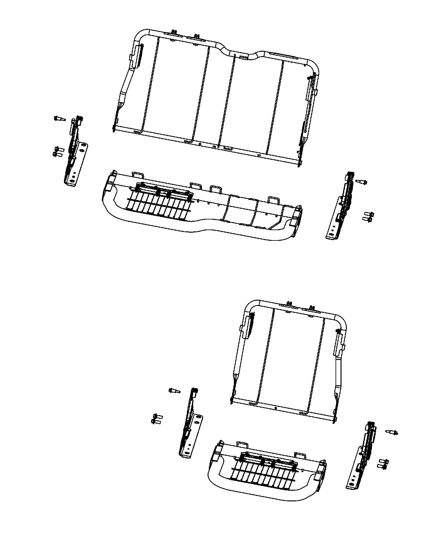 Quad Cab, Rear Seat Hardware 60/40. Diagram