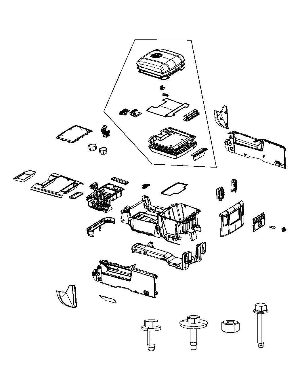 Diagram Floor Console [BUCKET SEATS]/[Full Length Premium Floor Console]. for your 2011 Dodge Journey   