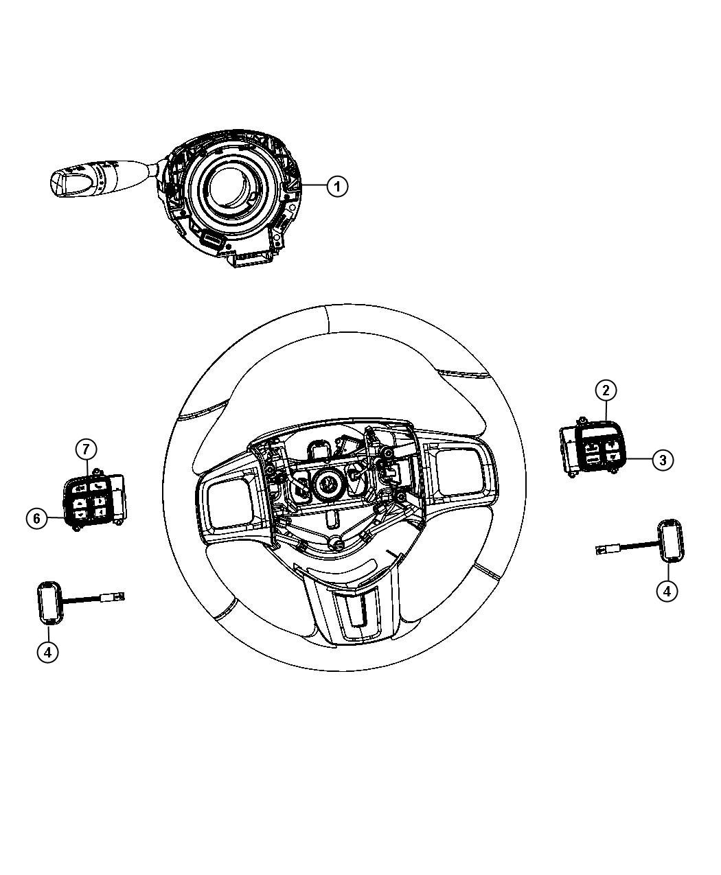 Switches, Steering Column and Wheel. Diagram