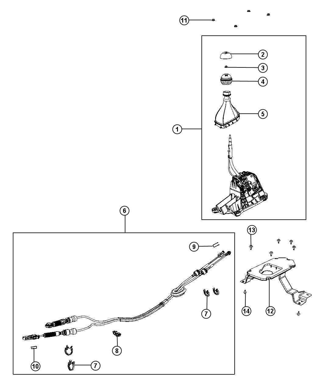 Gear Shift Lever, Boot and Knob. Diagram