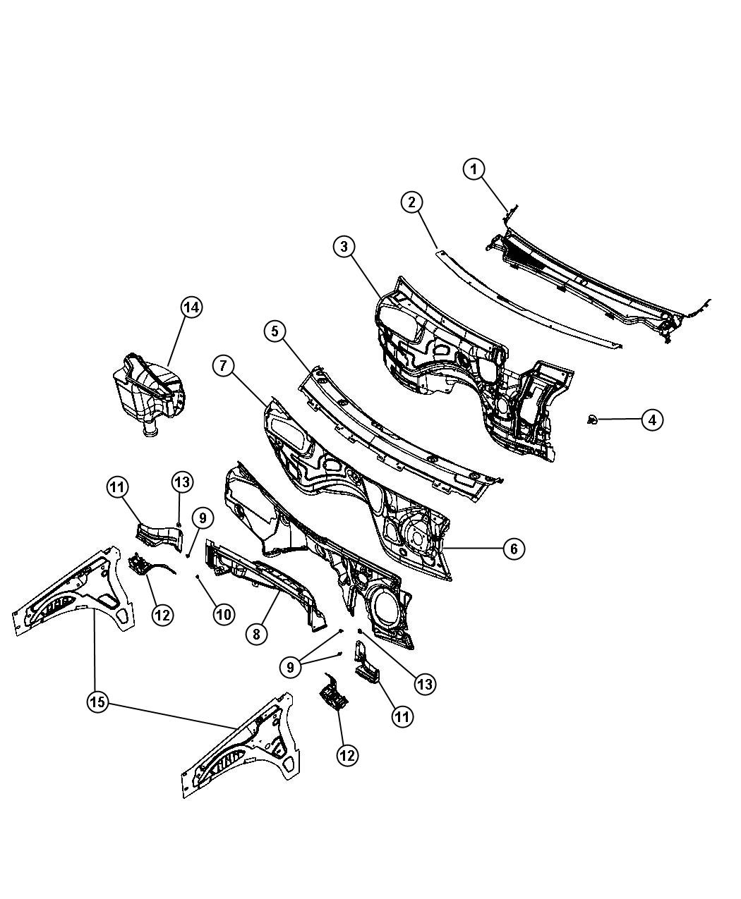 Cowl , Dash Panel and Related Parts. Diagram