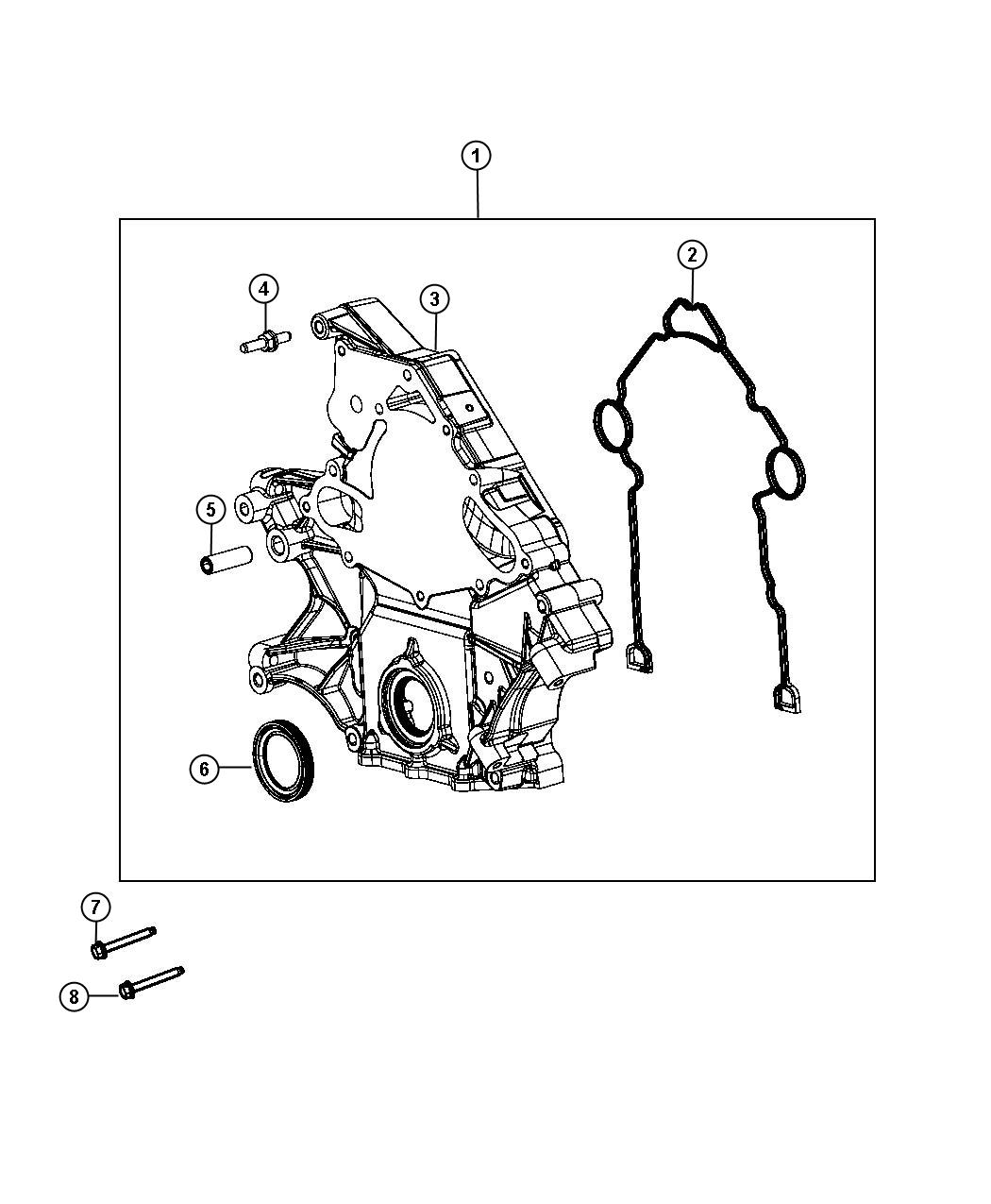 Diagram Timing Case Cover 5.7L [5.7L V8 MDS VVT ENGINE]. for your Jeep Grand Cherokee  