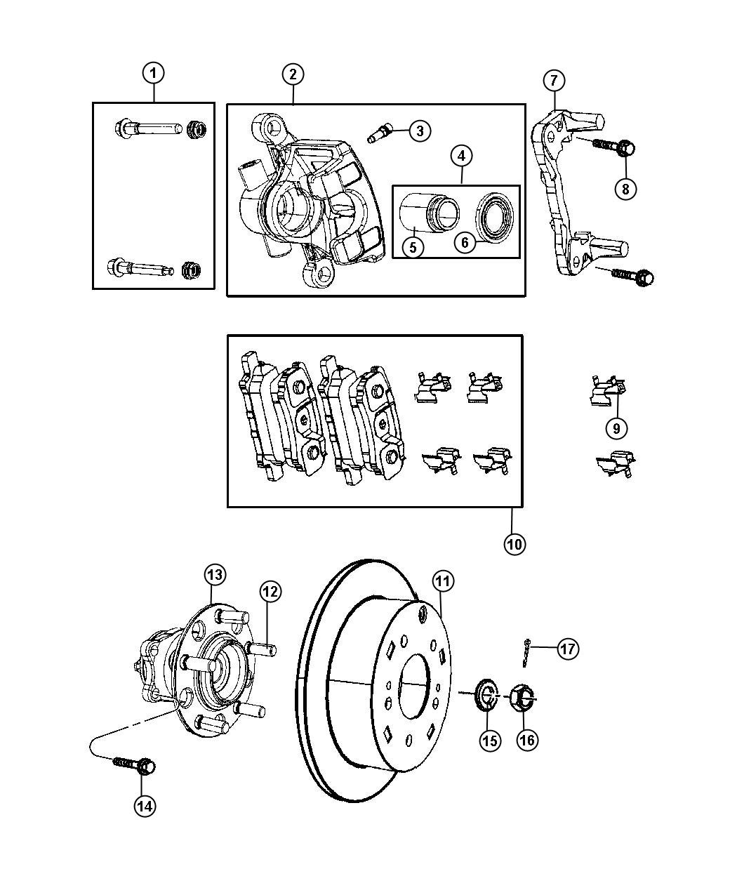 Diagram Brakes, Rear, Disc. for your 2003 Chrysler 300  M 