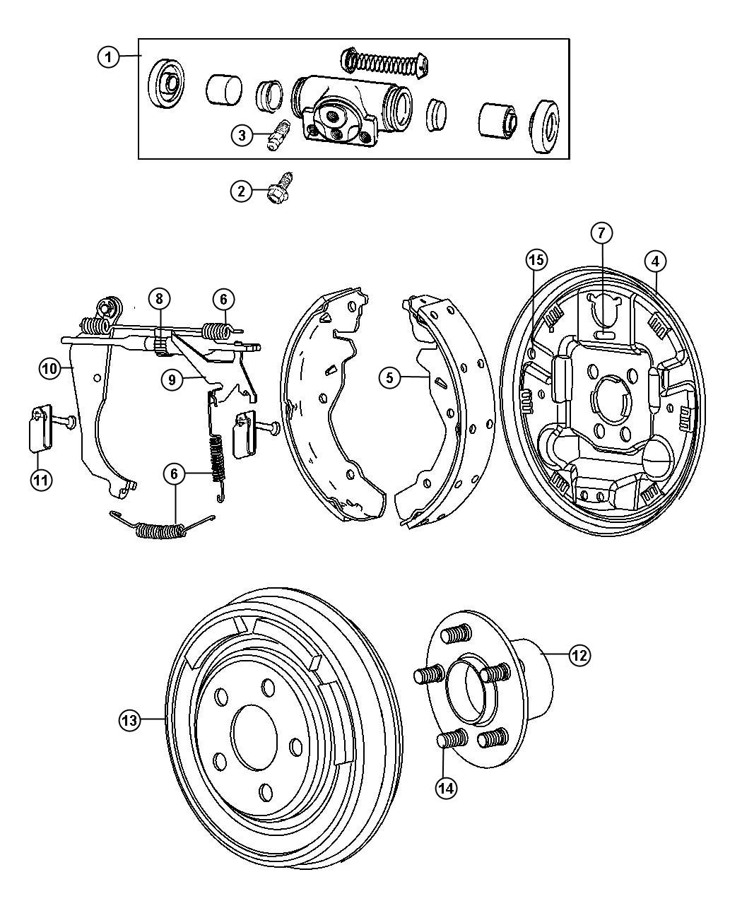 Diagram Brakes, Rear, Drum. for your 2009 Jeep Patriot   