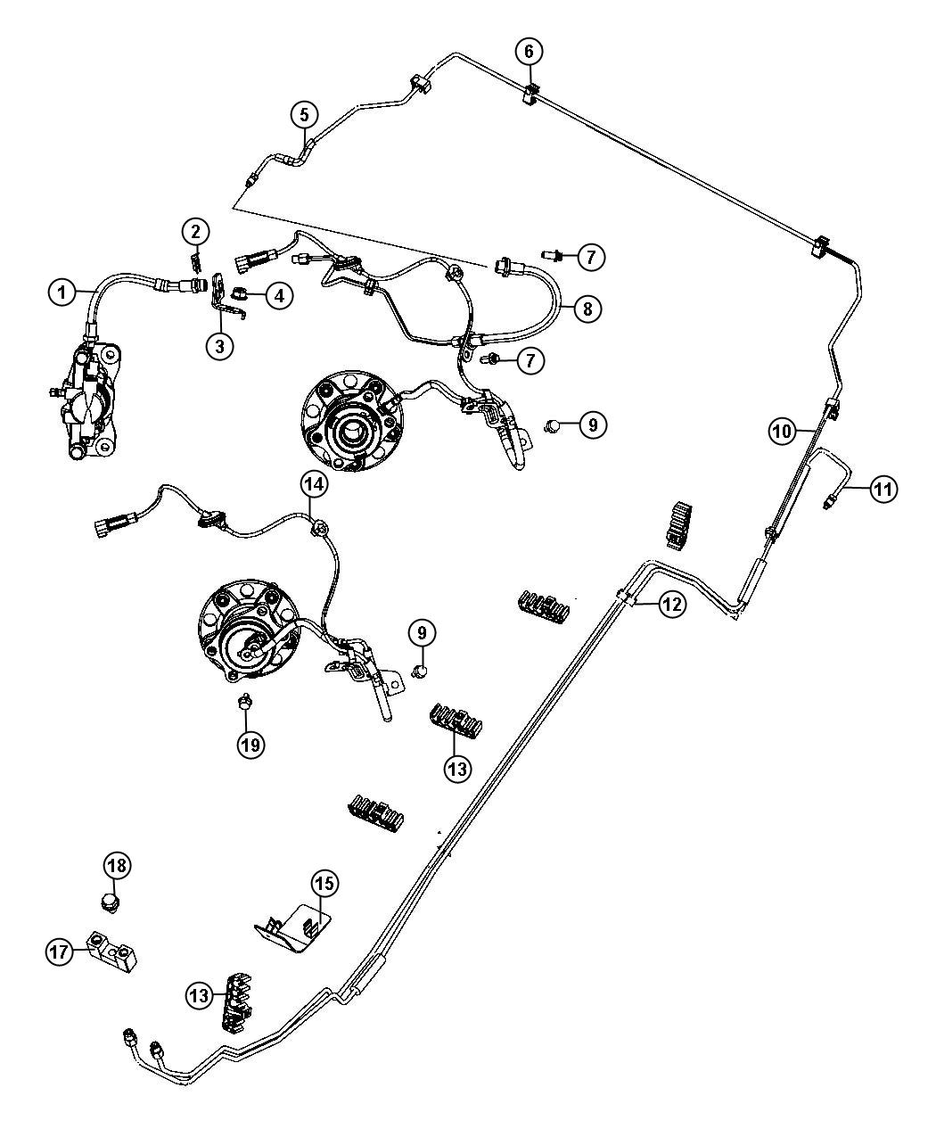 Diagram Brake Tubes,Rear. for your Jeep