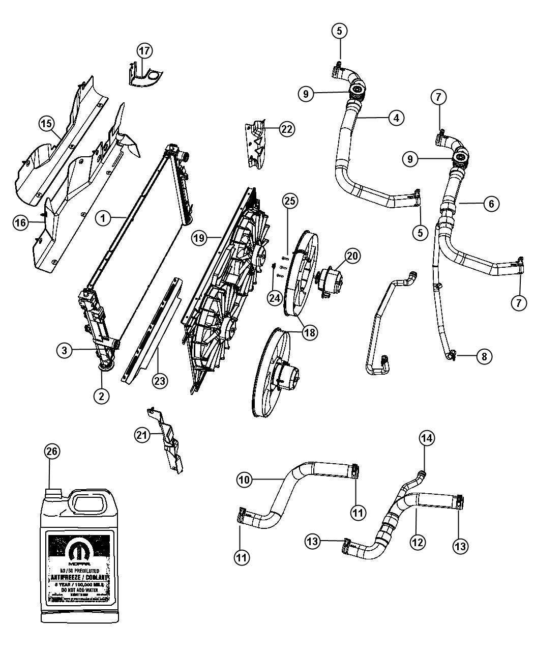 Diagram Radiator and Related Parts. for your Chrysler 300  M